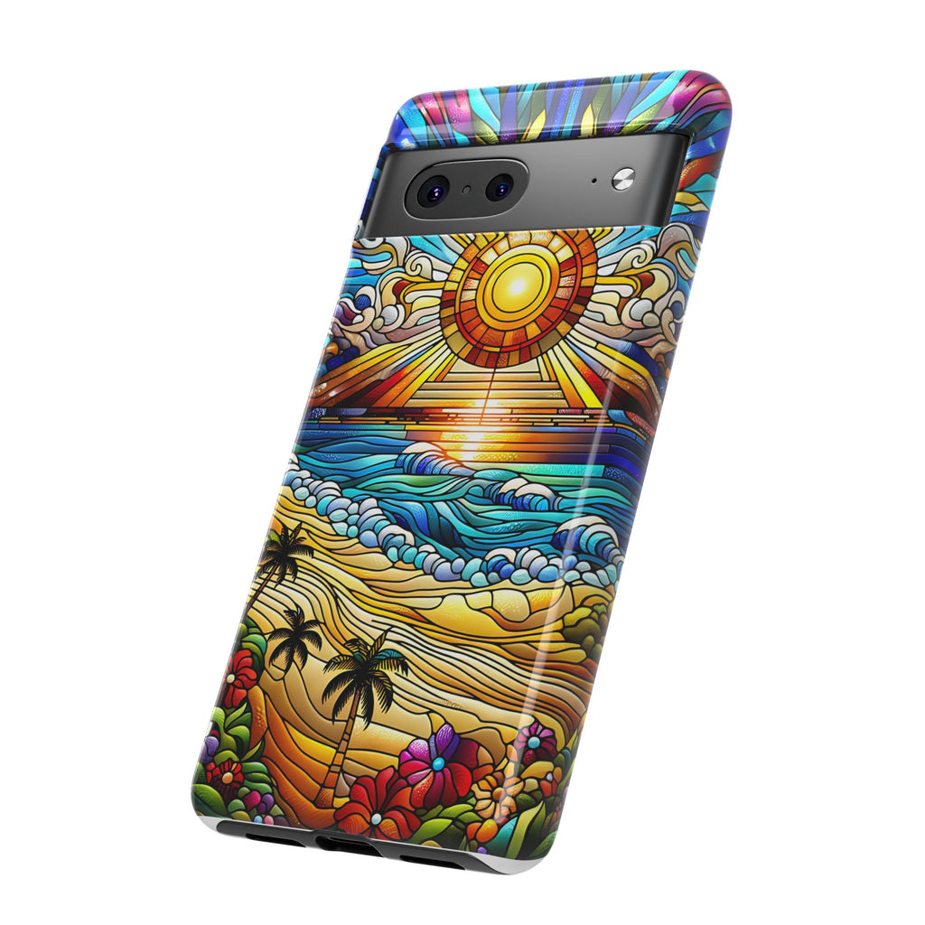 Stained Glass Tough Cases, Protective Phone Case, Nature Inspired Smartphone Cover, Beach Day Summer Accessories, Ocean Lover Gift