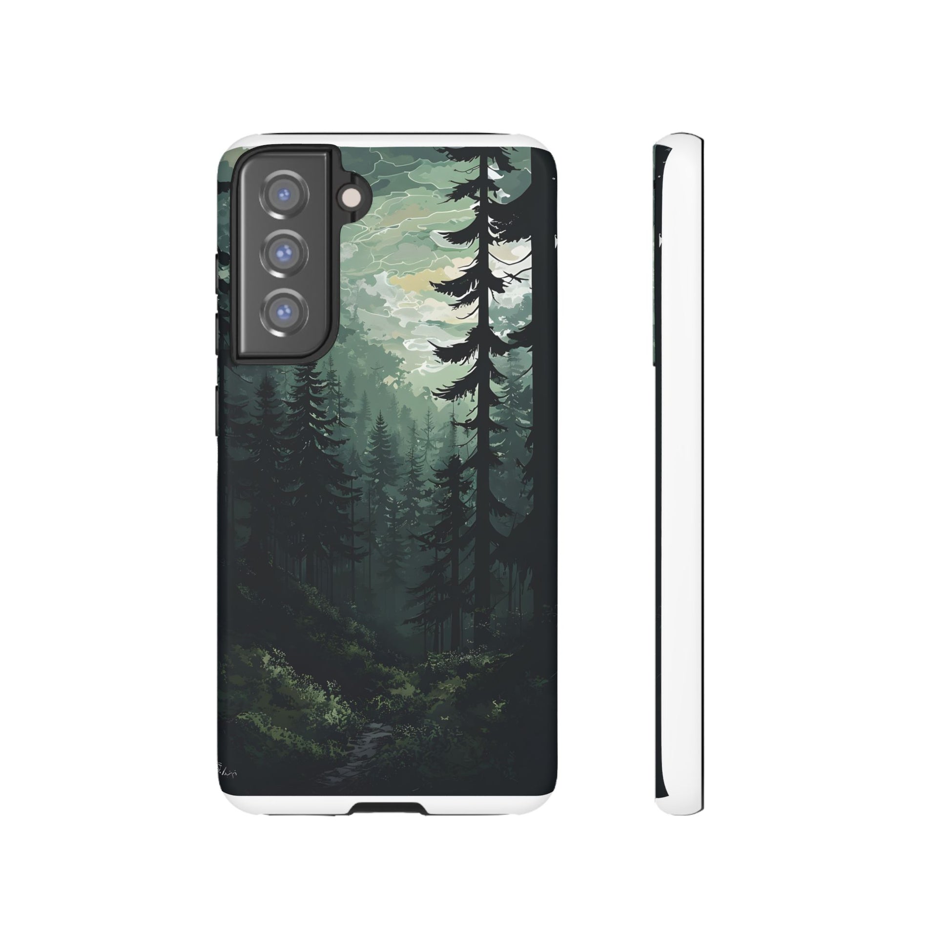 Phone Case, Serene Forest Landscape Digital Illustration Phone Case Cover, Tough Protective Cover, Unique Gift, Trendy