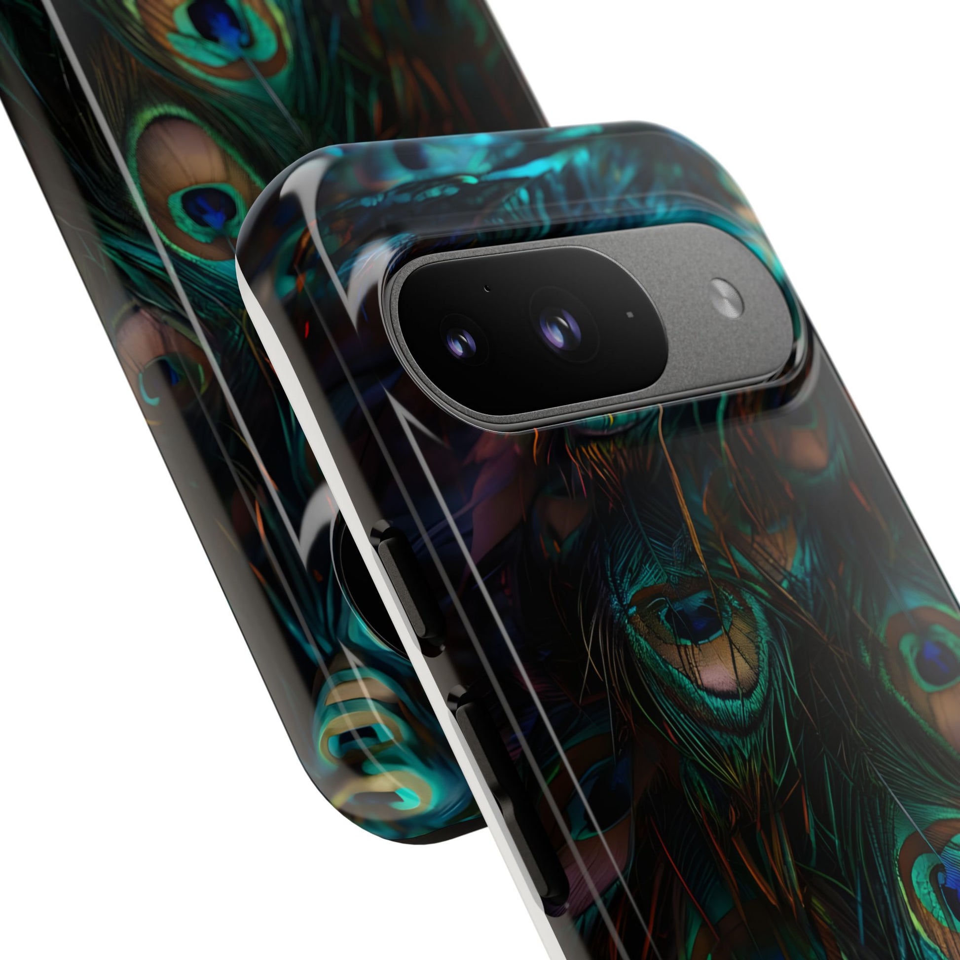 Phone Case, Close Up Peacock Feathers Design, Protective Cover, Unique Gift, Stylish Accessory, Nature Lover Gift, Feather Print Case