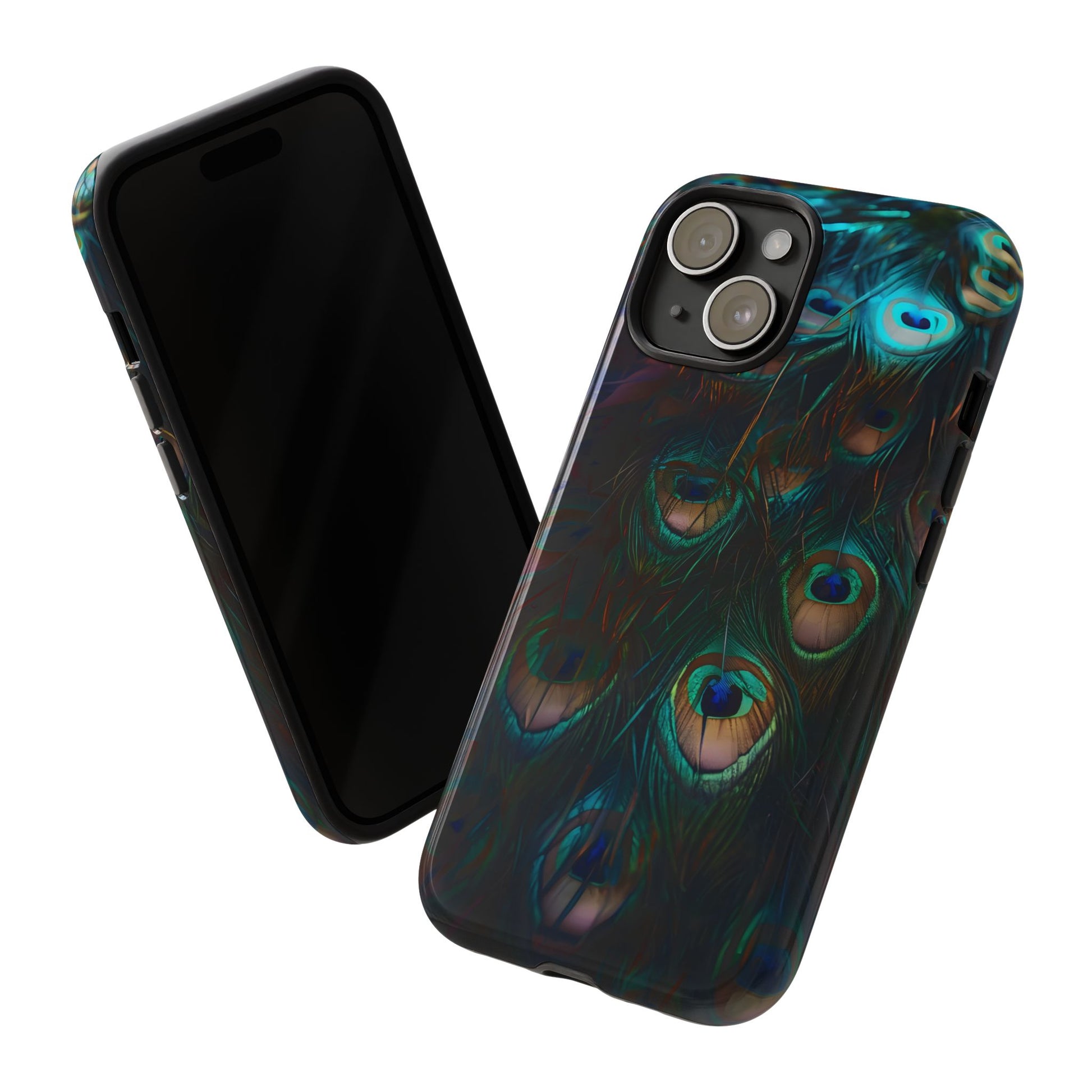 Phone Case, Close Up Peacock Feathers Design, Protective Cover, Unique Gift, Stylish Accessory, Nature Lover Gift, Feather Print Case