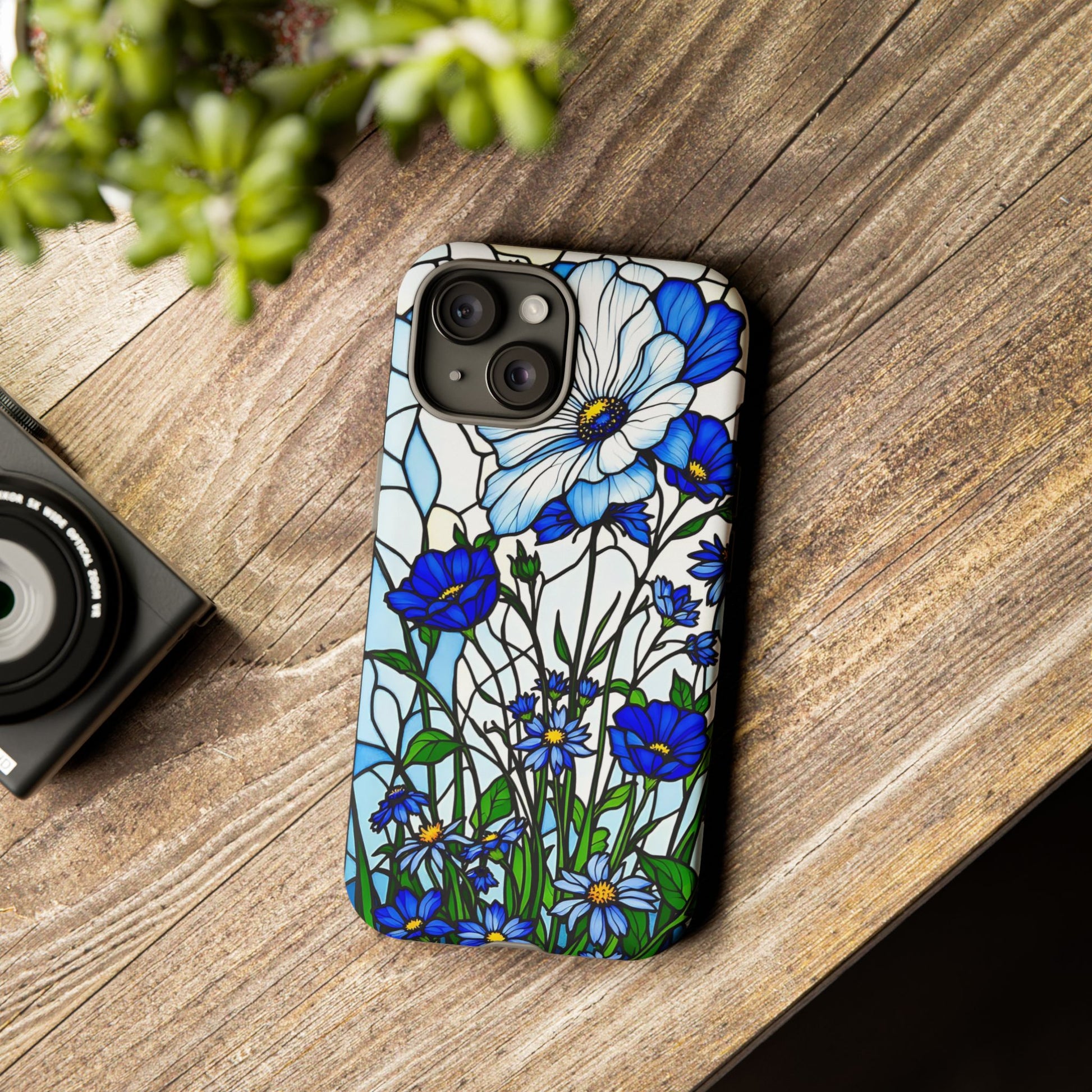 Botanical Stained Glass Tough Case - Floral Phone Cover, Protective Phone Case, Flower Pattern Phone Shell, Nature Inspired Smartphone Case,