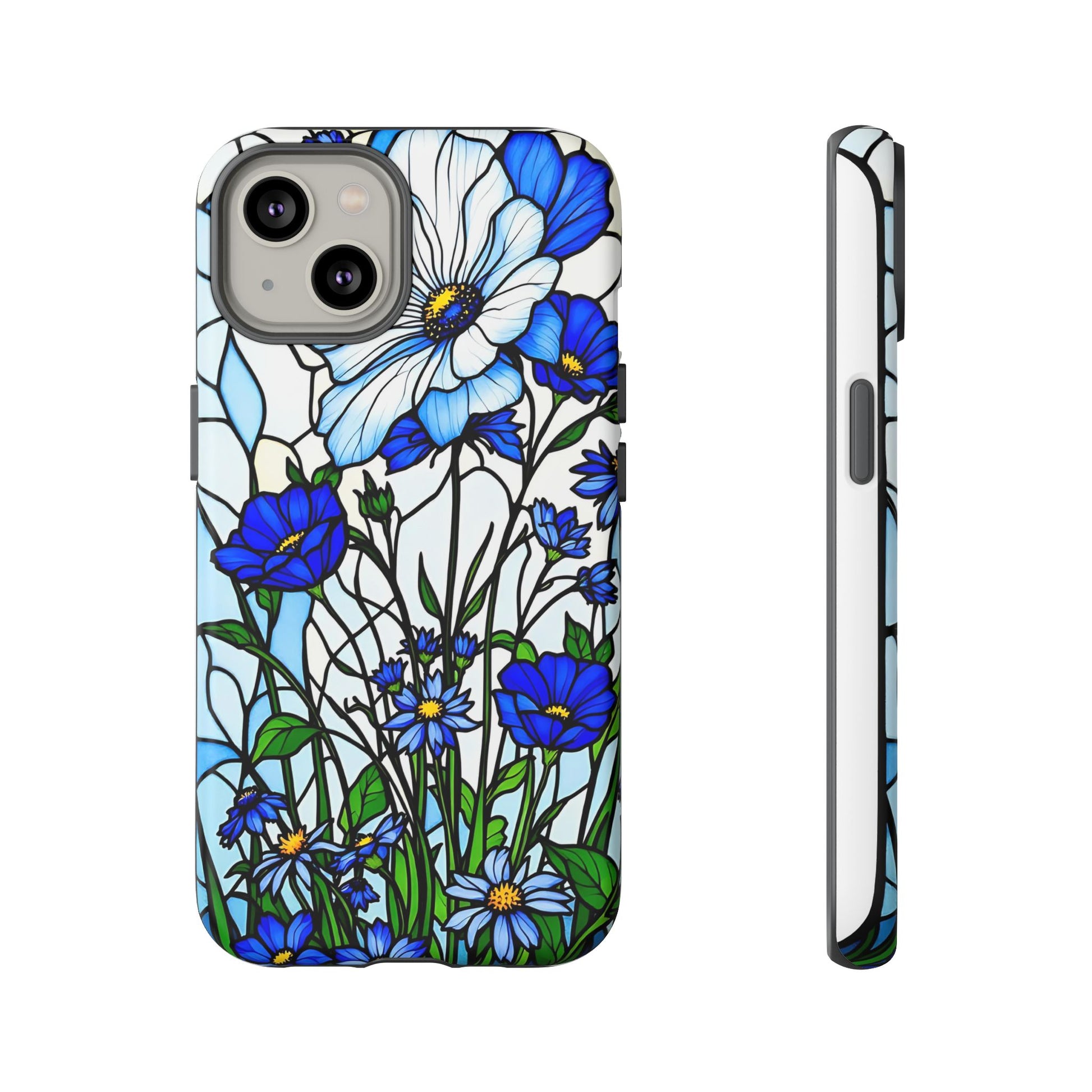 Botanical Stained Glass Tough Case - Floral Phone Cover, Protective Phone Case, Flower Pattern Phone Shell, Nature Inspired Smartphone Case,