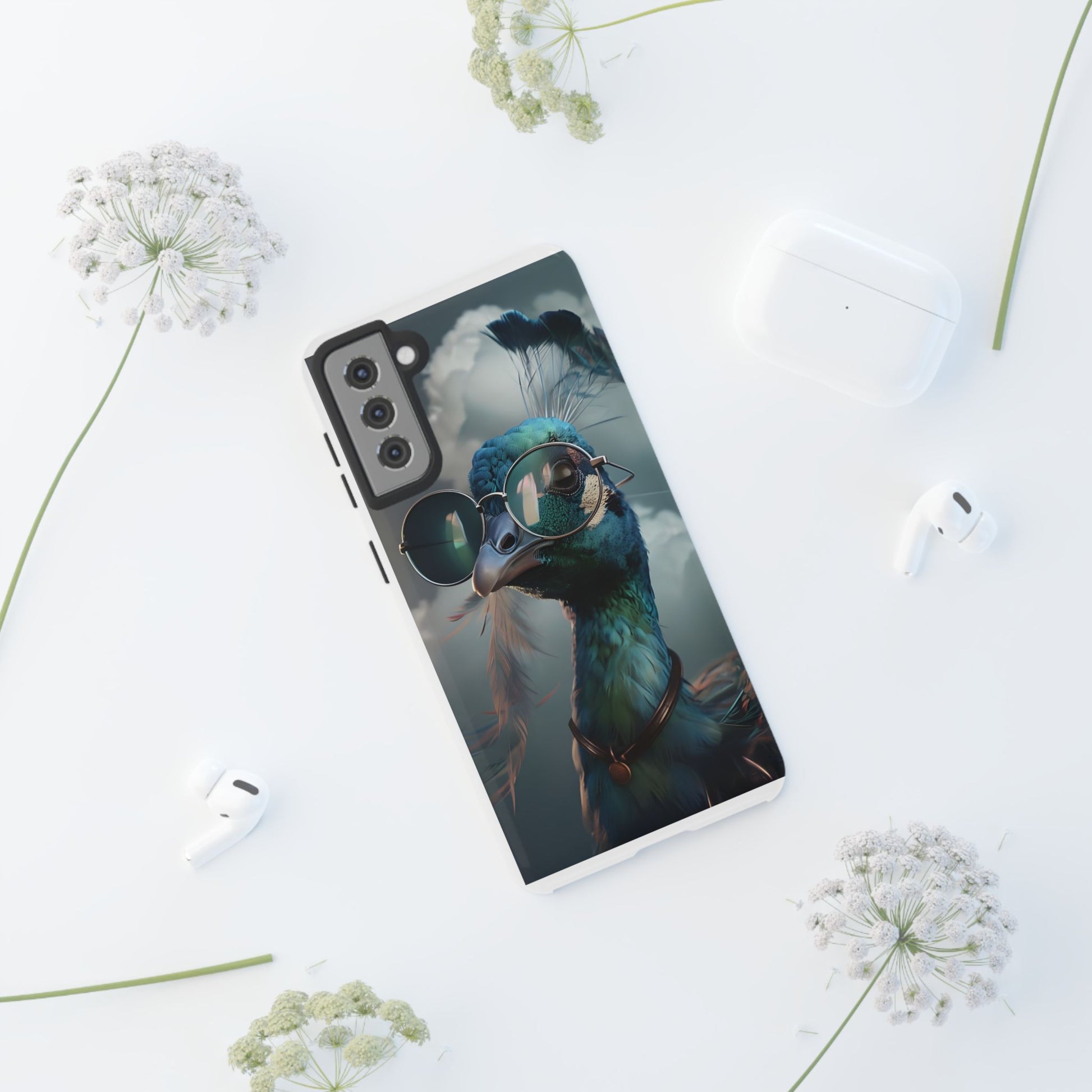Phone Case, Peacock Design, Neon Lighting, Unique Gift, Hard Shell Cover, Protective Sleeve