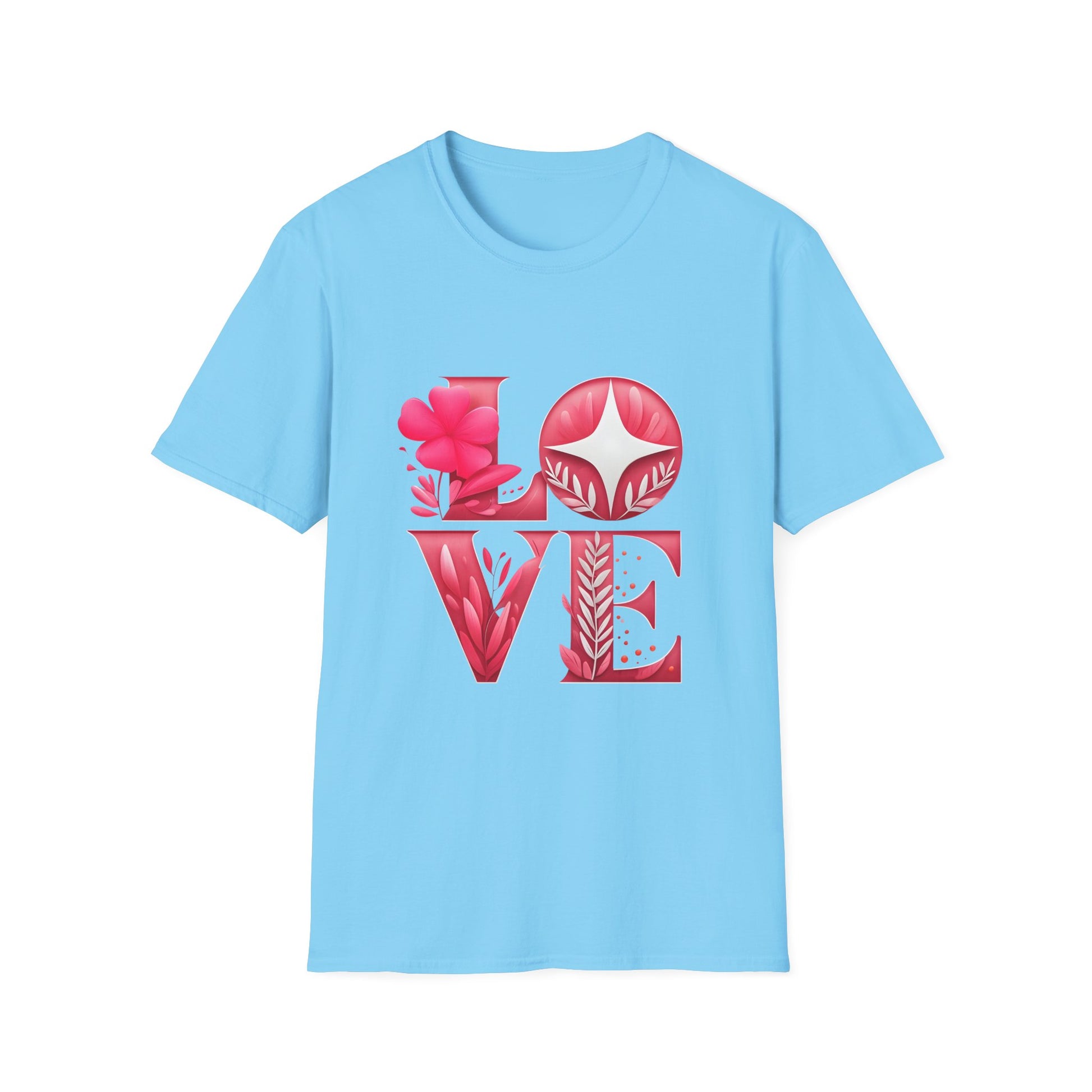 Love Typography Floral T-Shirt, Romantic Graphic Tee, Gift for Her, Valentine's Day Shirt, Spring Fashion Top
