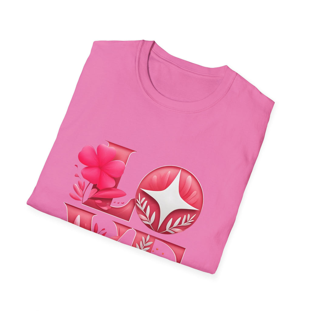 Love Typography Floral T-Shirt, Romantic Graphic Tee, Gift for Her, Valentine's Day Shirt, Spring Fashion Top