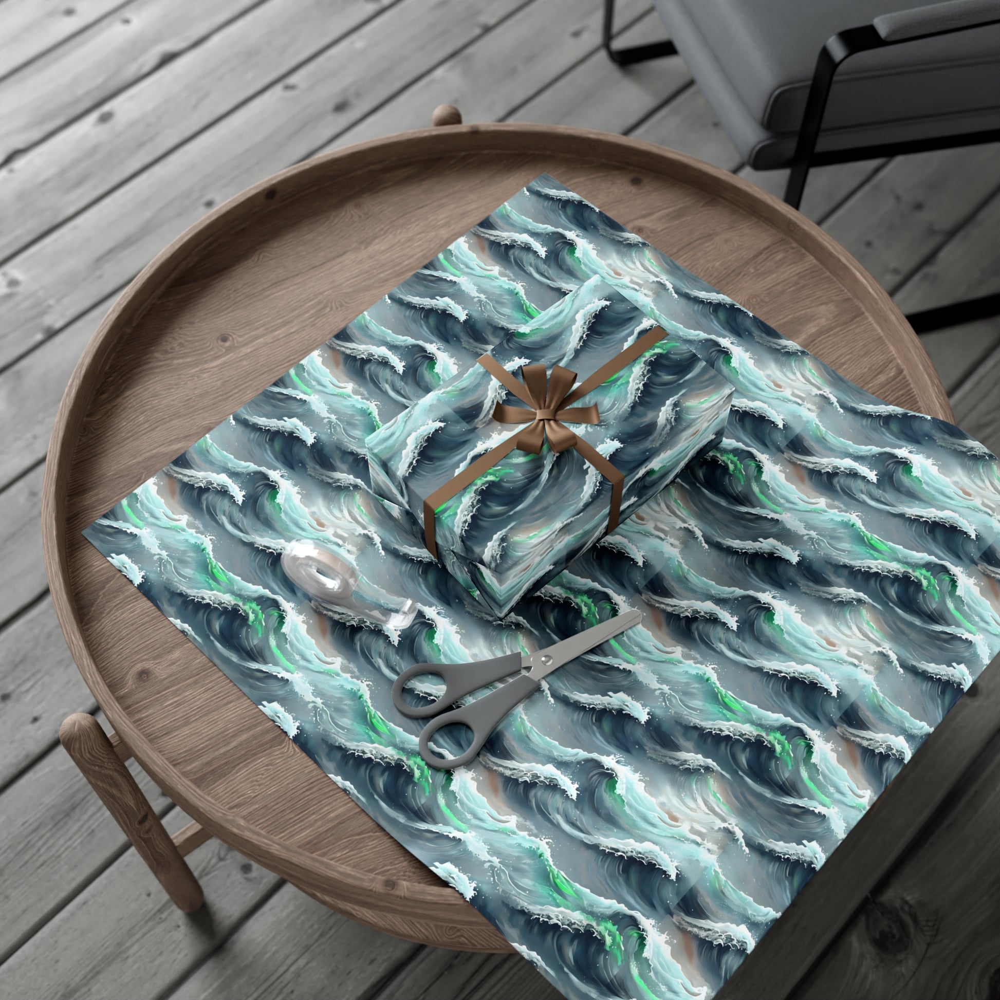Ocean Waves Gift Wrap, Anime Design, Wrapping Paper Roll, Japanese Inspired Pattern, Gift Wrap Sheets, Birthday Party Supplies