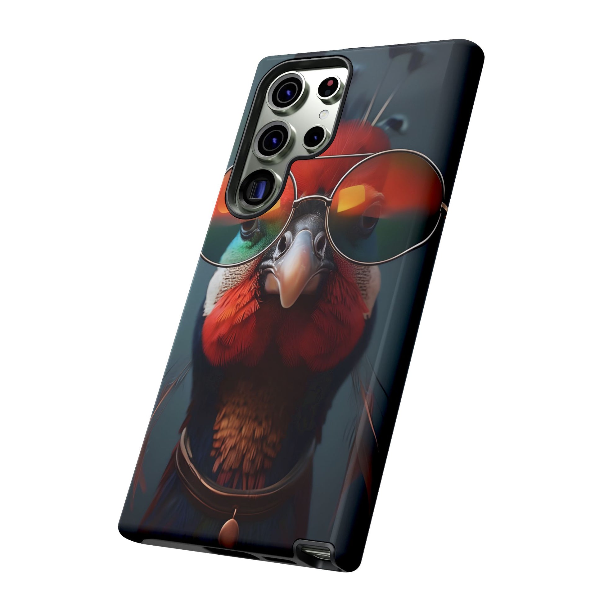 Phone Cases, Bright Exotic Bird in Cool Sunglasses, Protective Tough Cover, Tropical Animal Print, Unique Gift for Bird Lovers, Accessories