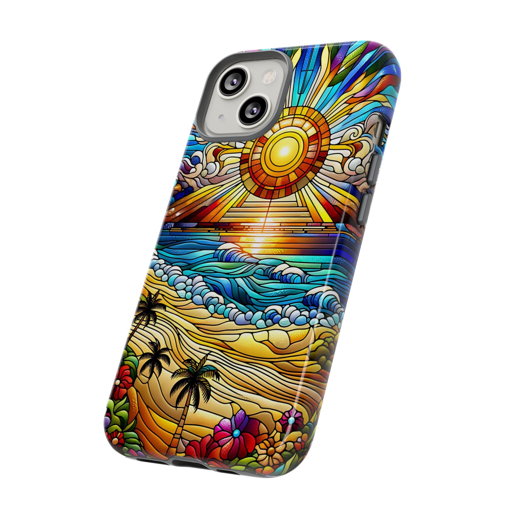Stained Glass Tough Cases, Protective Phone Case, Nature Inspired Smartphone Cover, Beach Day Summer Accessories, Ocean Lover Gift