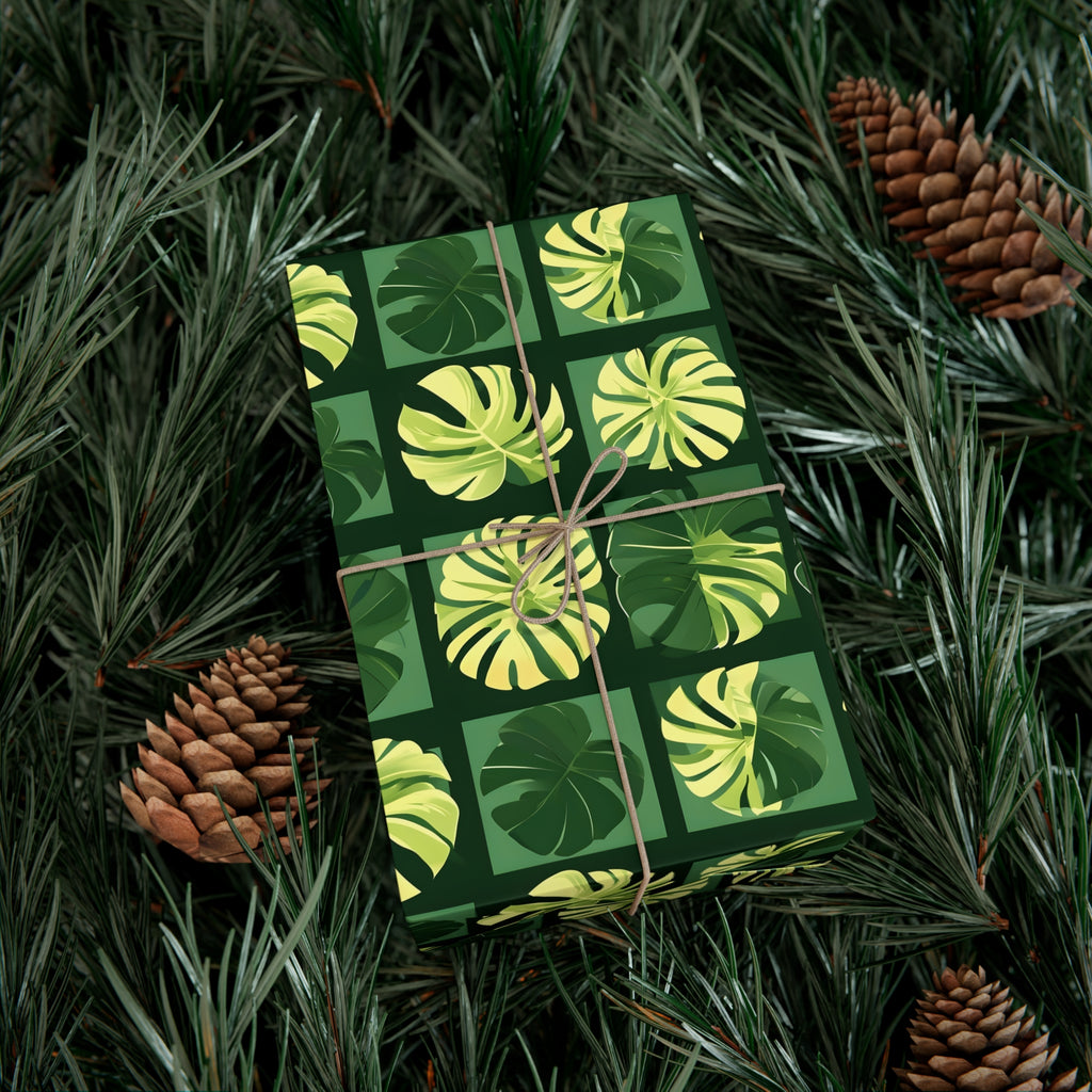Wrapping Paper, Vibrant Tropical Botanical Pattern With Monstera Leaves - Gift Wrap Rolls, Eco-Friendly Gift Wrap, Holiday Season Wrapping