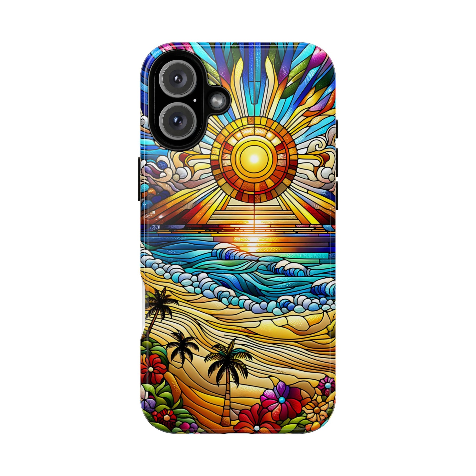 Stained Glass Tough Cases, Protective Phone Case, Nature Inspired Smartphone Cover, Beach Day Summer Accessories, Ocean Lover Gift