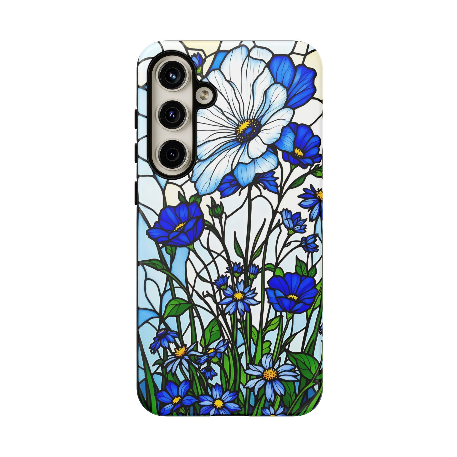 Botanical Stained Glass Tough Case - Floral Phone Cover, Protective Phone Case, Flower Pattern Phone Shell, Nature Inspired Smartphone Case,