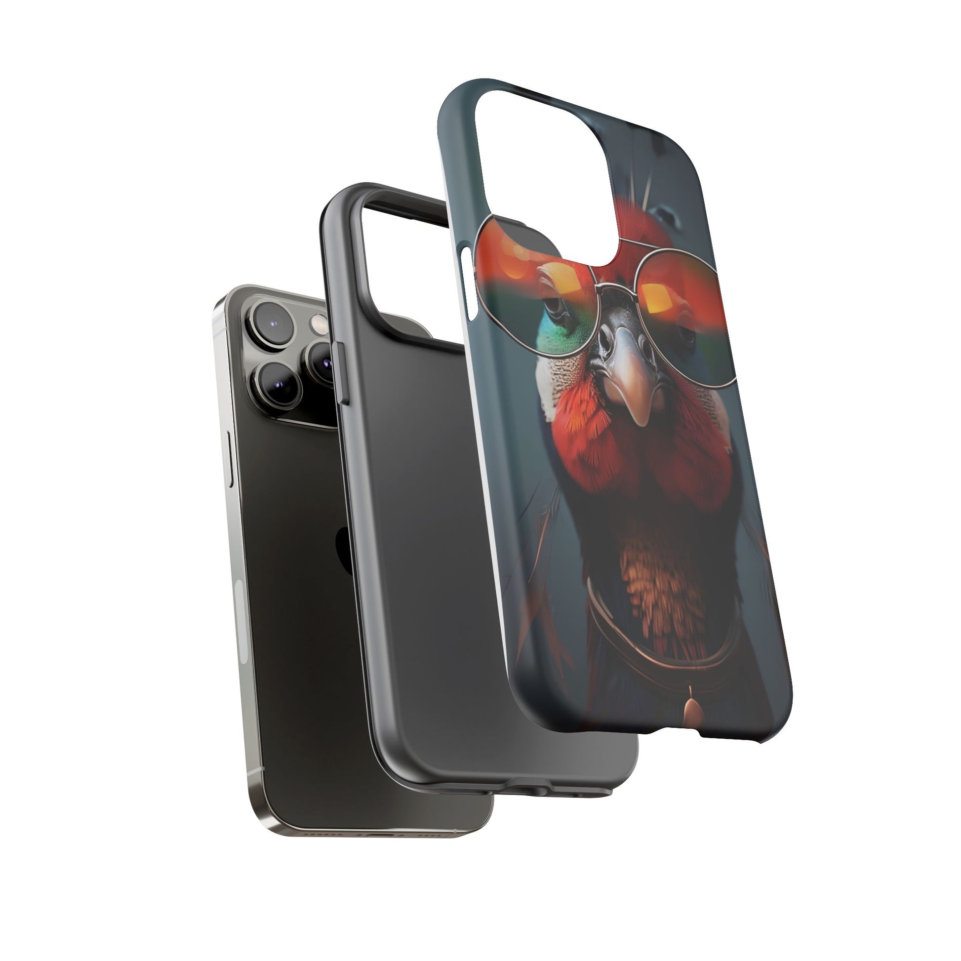 Phone Cases, Bright Exotic Bird in Cool Sunglasses, Protective Tough Cover, Tropical Animal Print, Unique Gift for Bird Lovers, Accessories