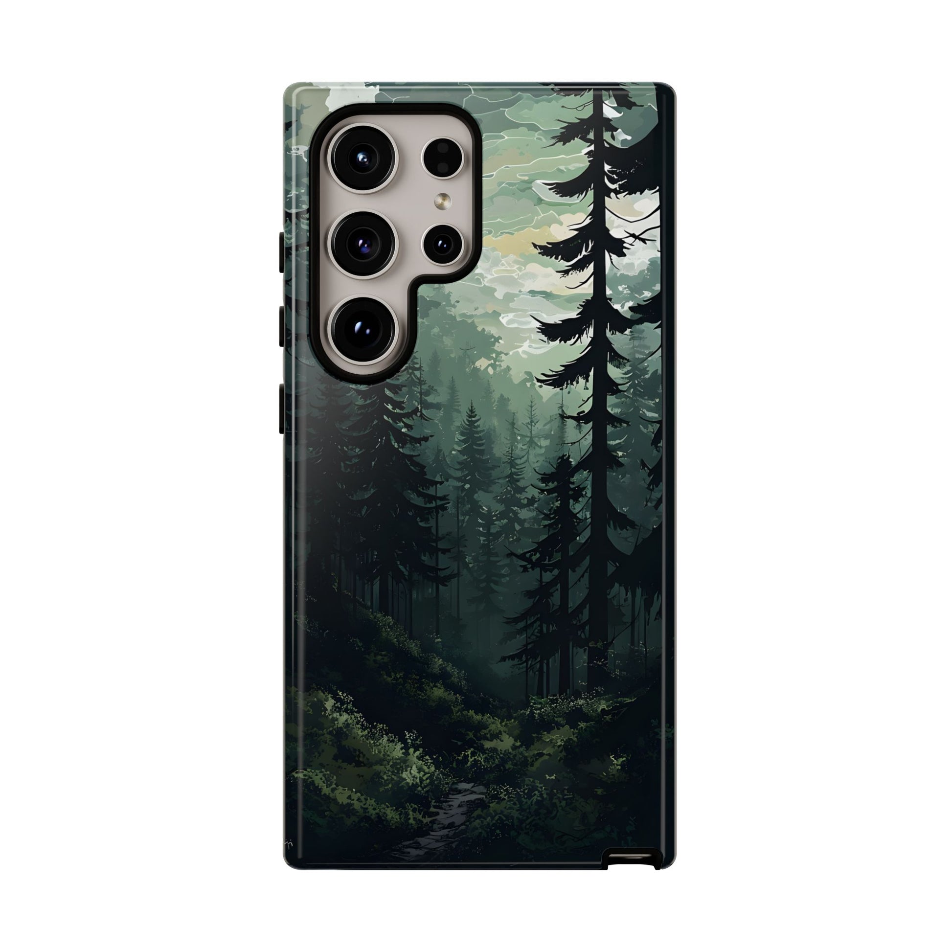 Phone Case, Serene Forest Landscape Digital Illustration Phone Case Cover, Tough Protective Cover, Unique Gift, Trendy