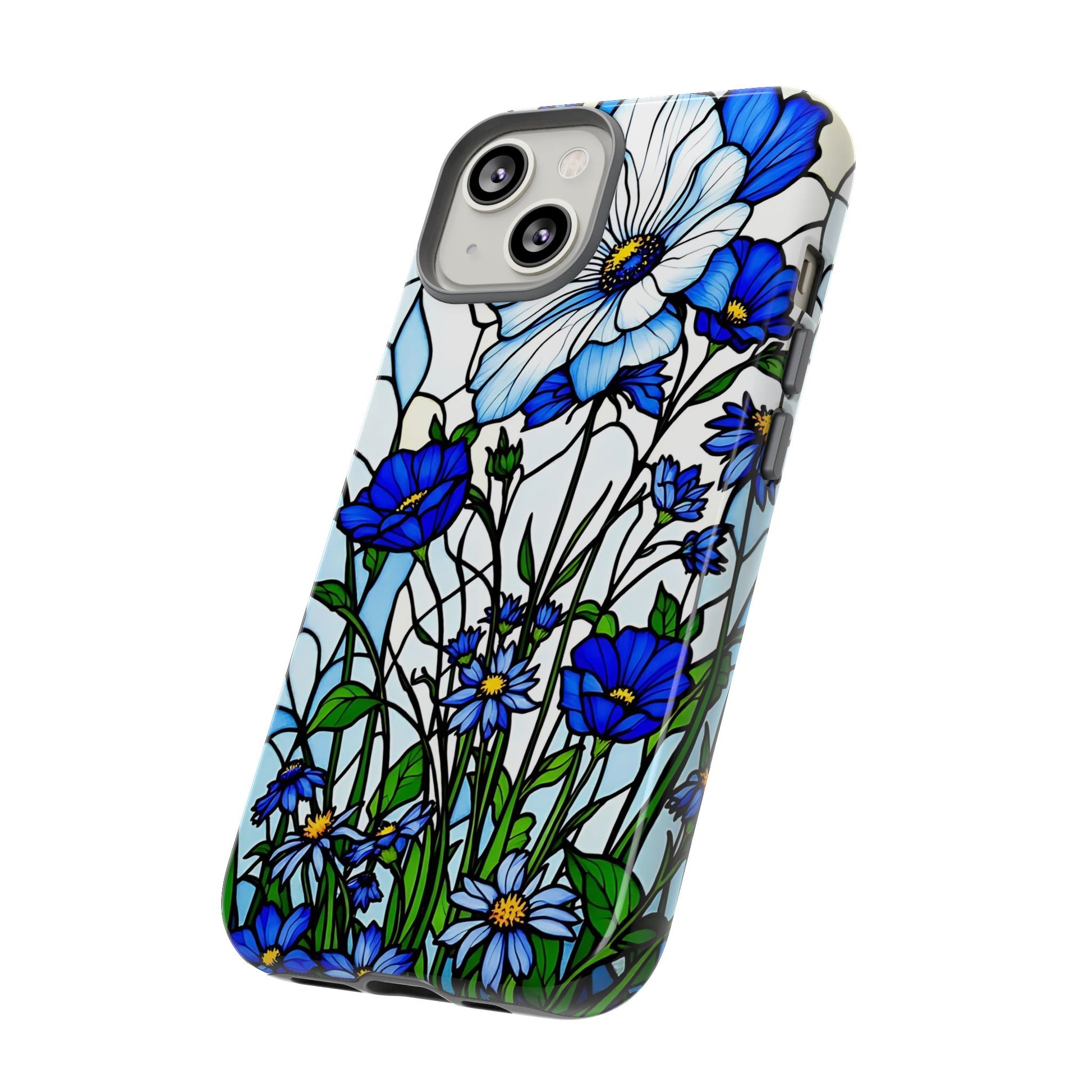 Botanical Stained Glass Tough Case - Floral Phone Cover, Protective Phone Case, Flower Pattern Phone Shell, Nature Inspired Smartphone Case,