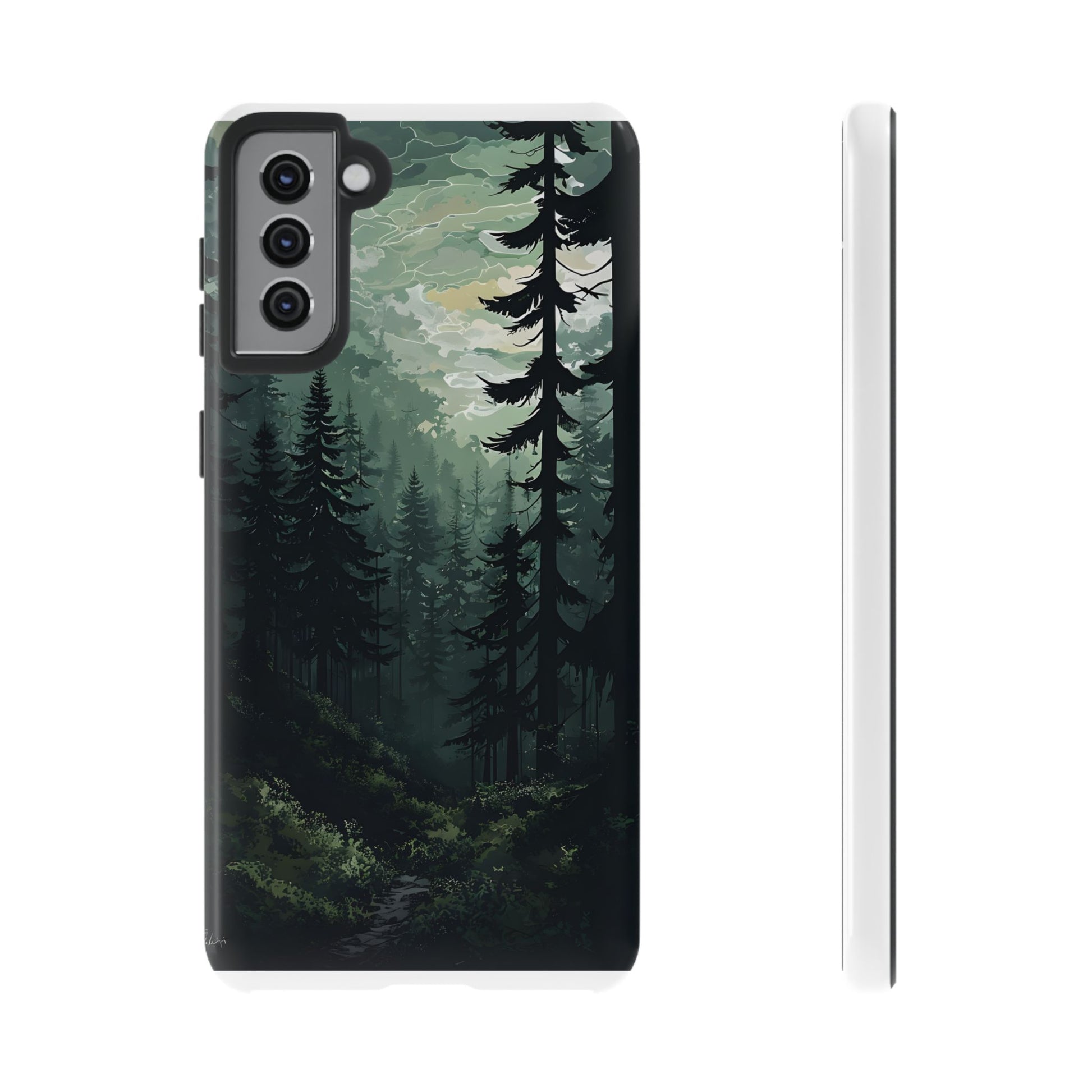 Phone Case, Serene Forest Landscape Digital Illustration Phone Case Cover, Tough Protective Cover, Unique Gift, Trendy