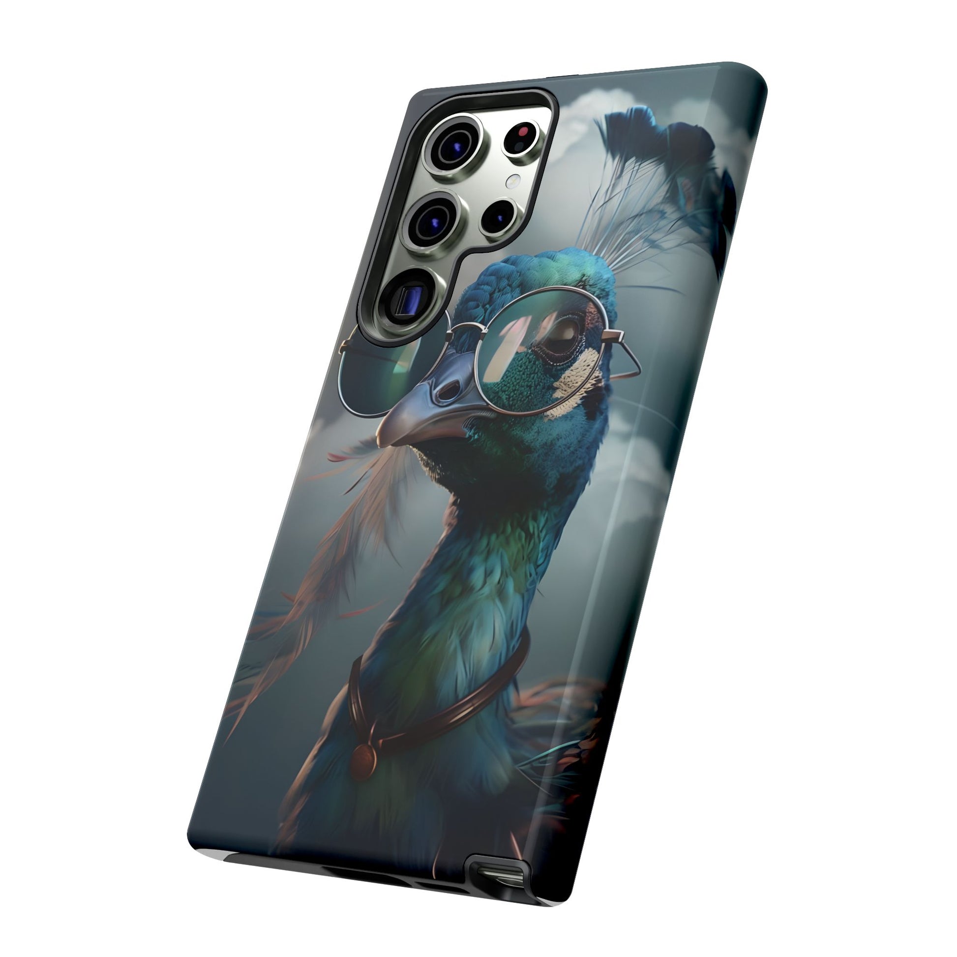 Phone Case, Peacock Design, Neon Lighting, Unique Gift, Hard Shell Cover, Protective Sleeve