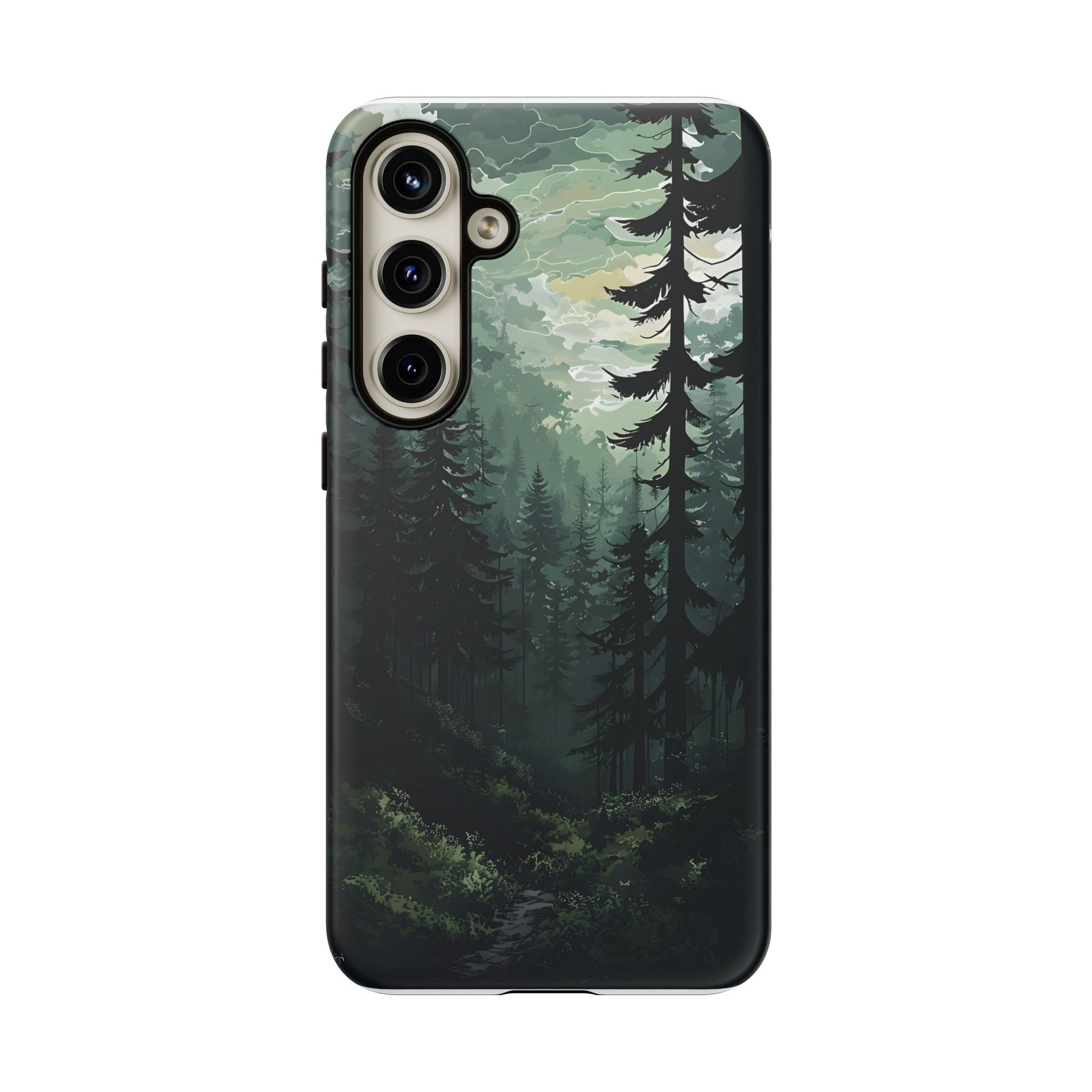 Phone Case, Serene Forest Landscape Digital Illustration Phone Case Cover, Tough Protective Cover, Unique Gift, Trendy