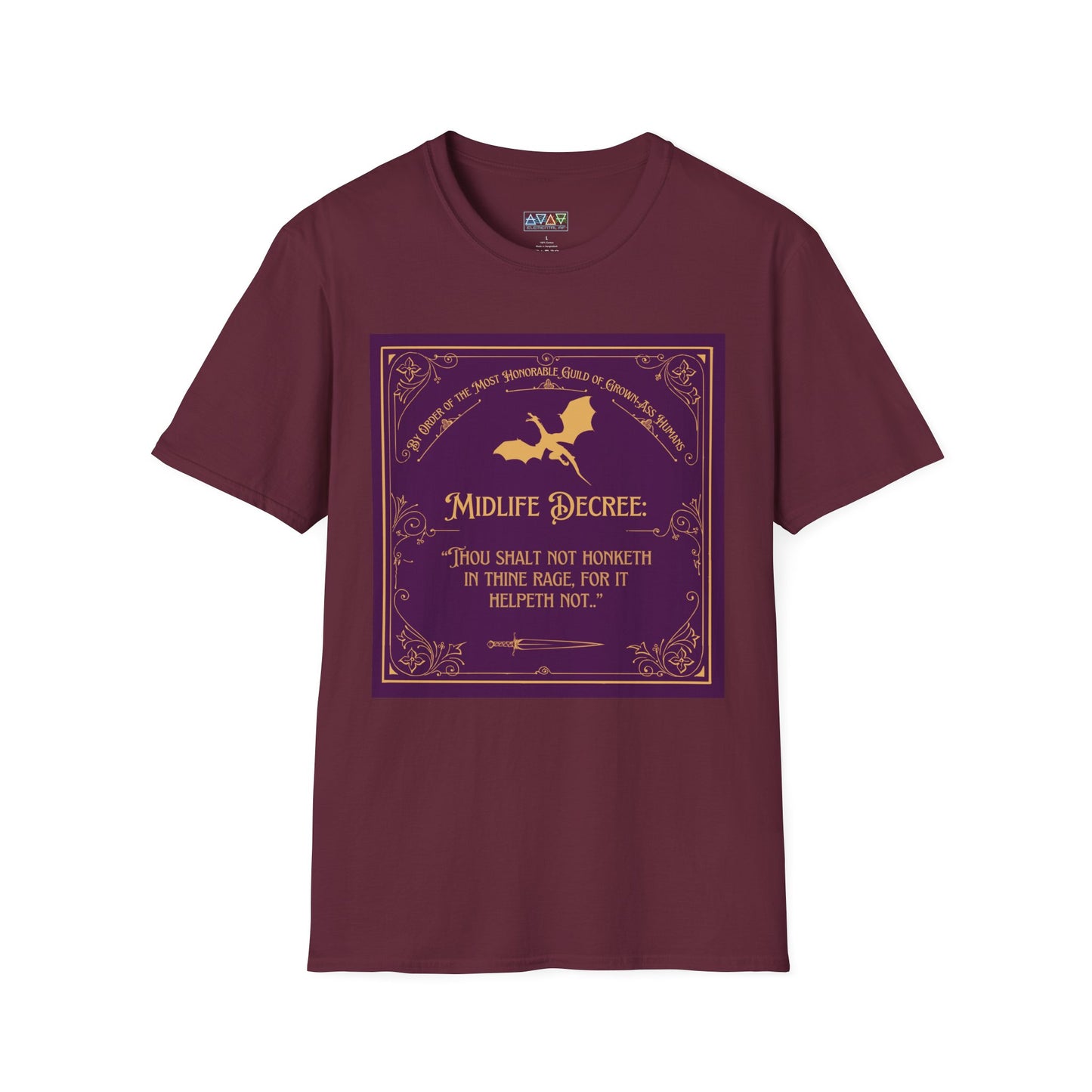 Funny Quote Unisex T-Shirt - Midlife Decree - Thou shalt not honk in rage