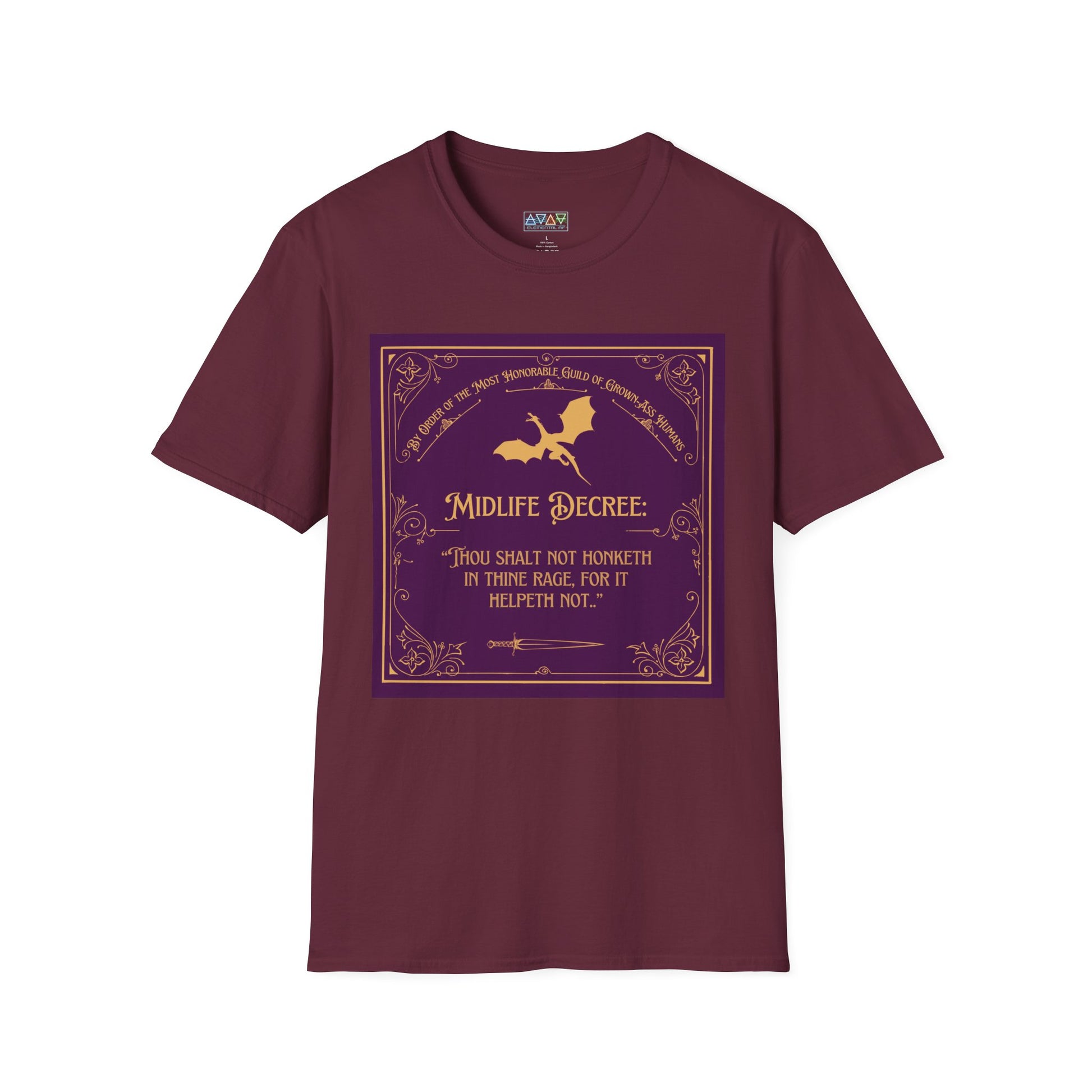 Funny Quote Unisex T-Shirt - Midlife Decree - Thou shalt not honk in rage