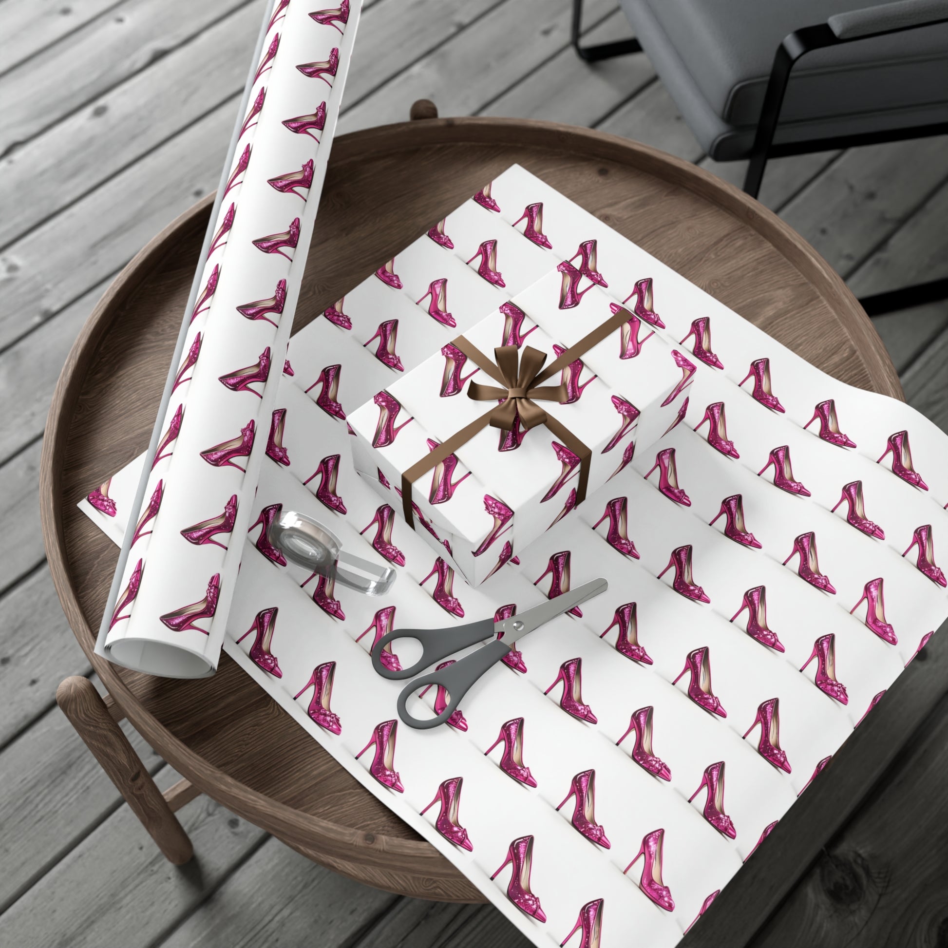 Wrapping Paper, Hot Pink High Heels On White Background - Gift Wrap Rolls, Eco-Friendly Gift Wrap, Holiday