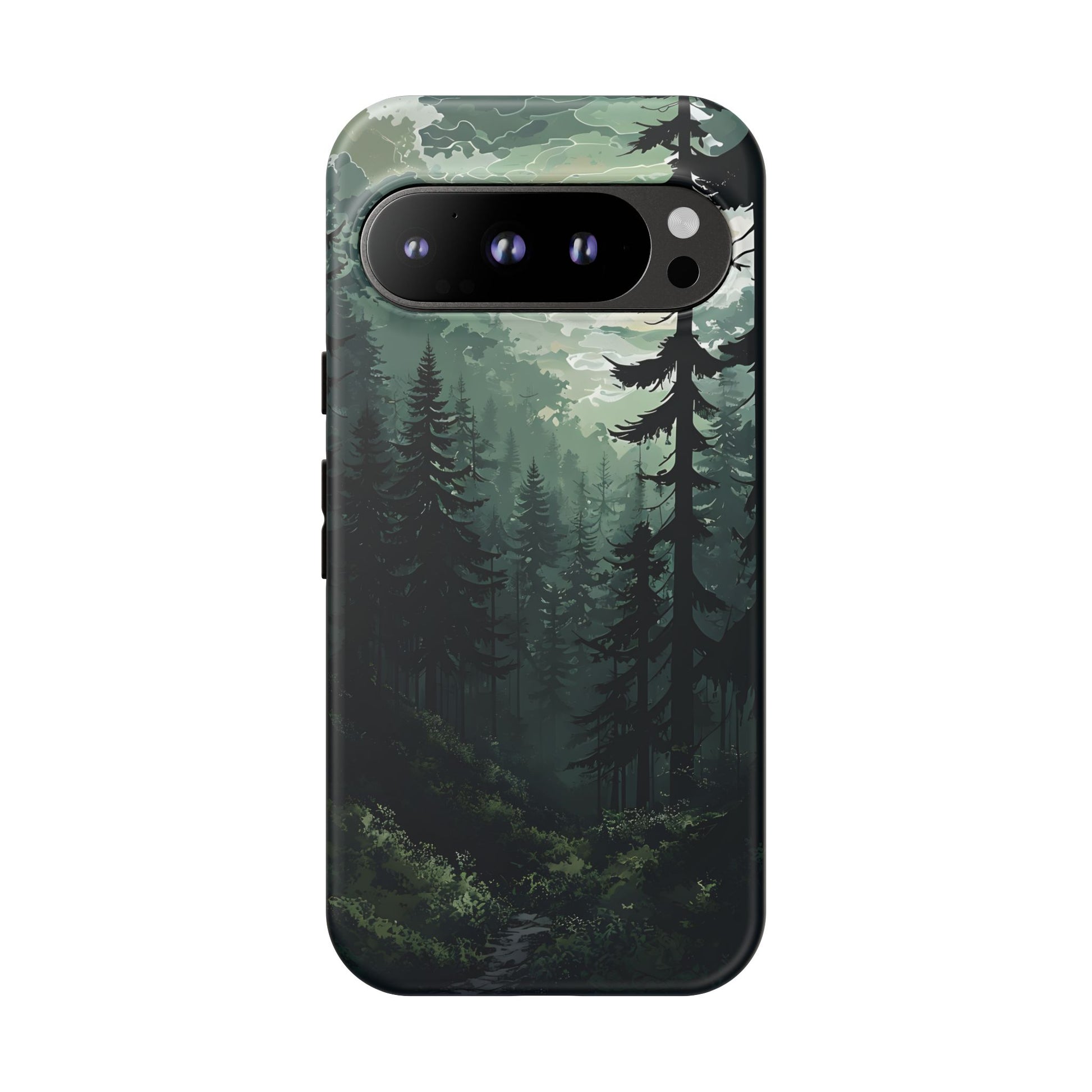 Phone Case, Serene Forest Landscape Digital Illustration Phone Case Cover, Tough Protective Cover, Unique Gift, Trendy