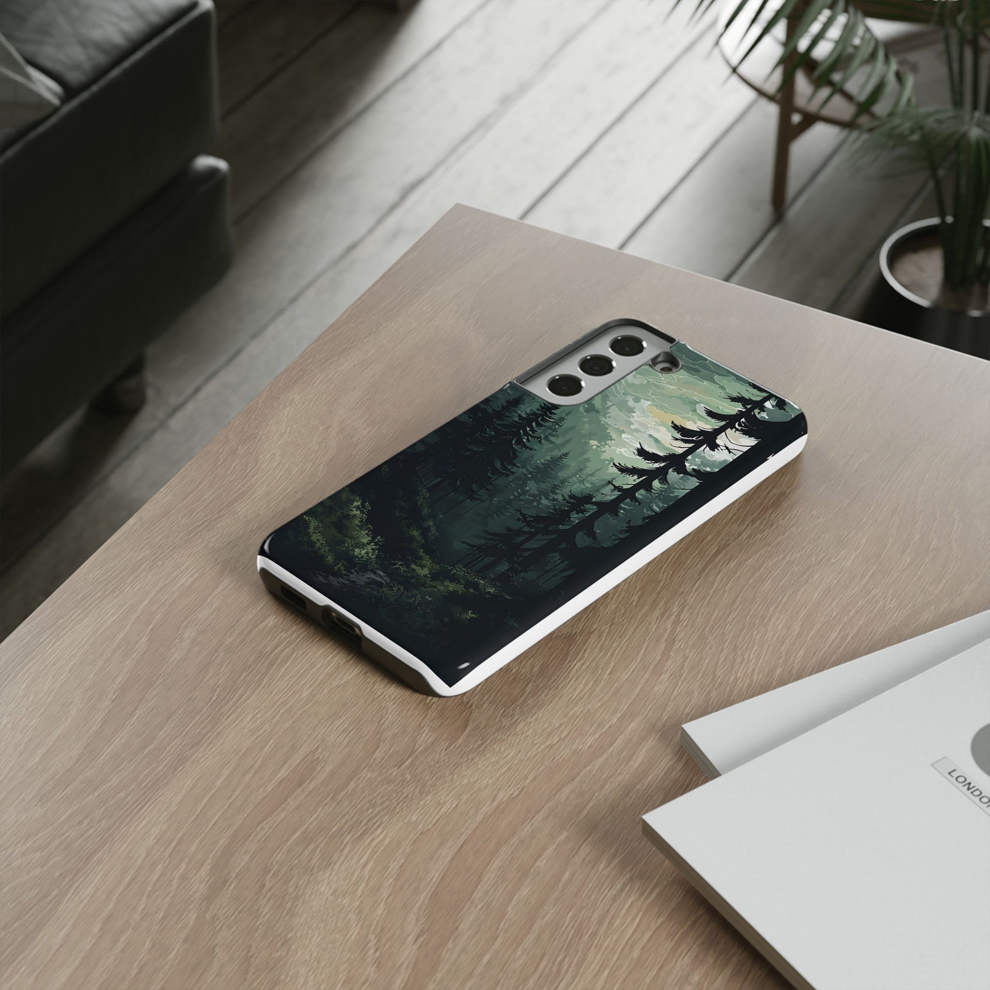 Phone Case, Serene Forest Landscape Digital Illustration Phone Case Cover, Tough Protective Cover, Unique Gift, Trendy