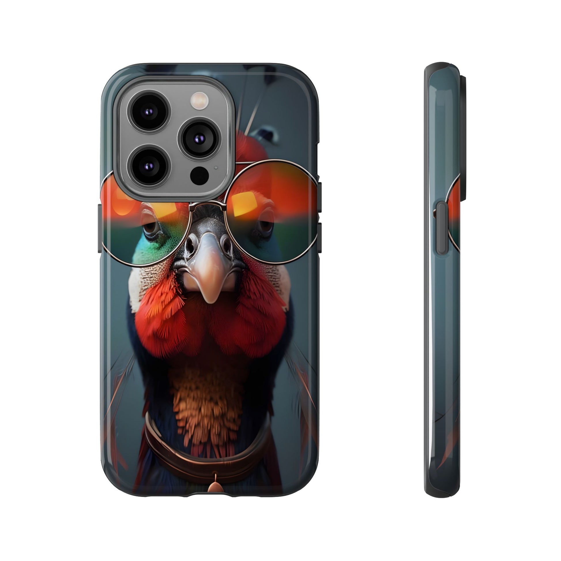 Phone Cases, Bright Exotic Bird in Cool Sunglasses, Protective Tough Cover, Tropical Animal Print, Unique Gift for Bird Lovers, Accessories
