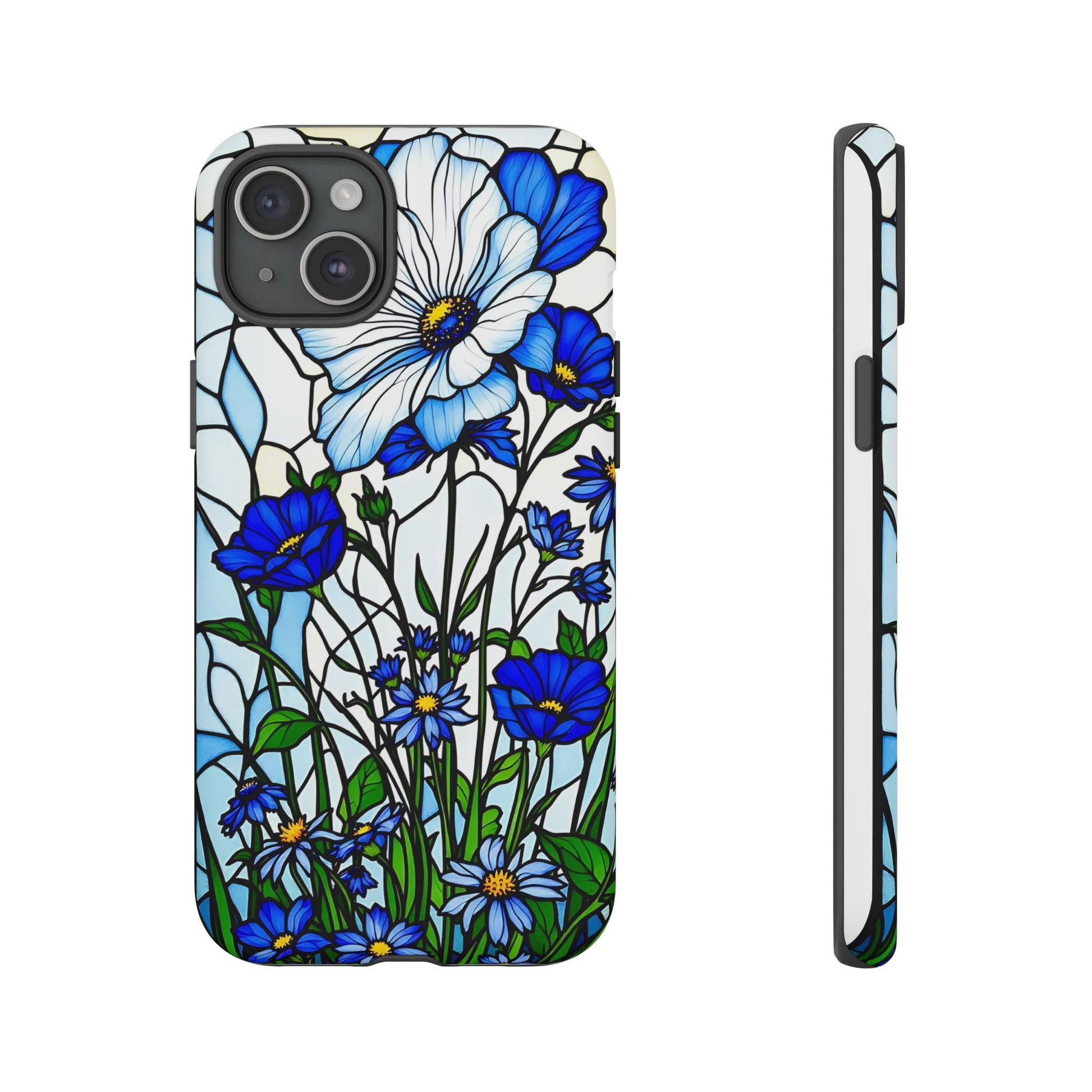 Botanical Stained Glass Tough Case - Floral Phone Cover, Protective Phone Case, Flower Pattern Phone Shell, Nature Inspired Smartphone Case,
