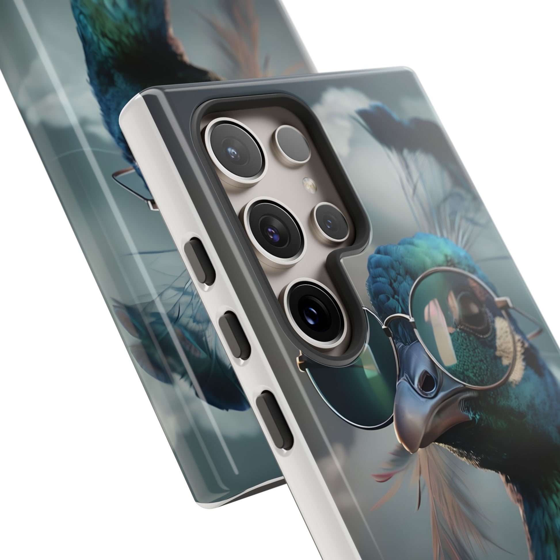 Phone Case, Peacock Design, Neon Lighting, Unique Gift, Hard Shell Cover, Protective Sleeve