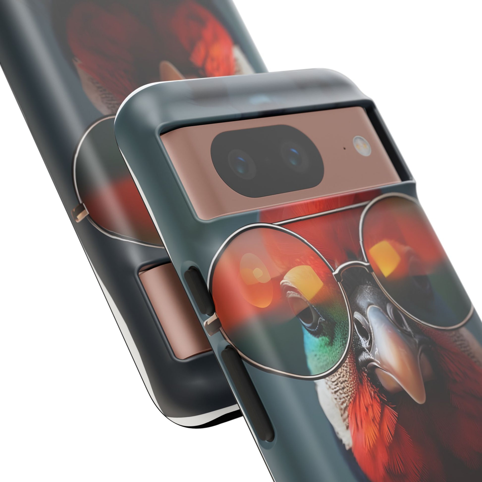 Phone Cases, Bright Exotic Bird in Cool Sunglasses, Protective Tough Cover, Tropical Animal Print, Unique Gift for Bird Lovers, Accessories