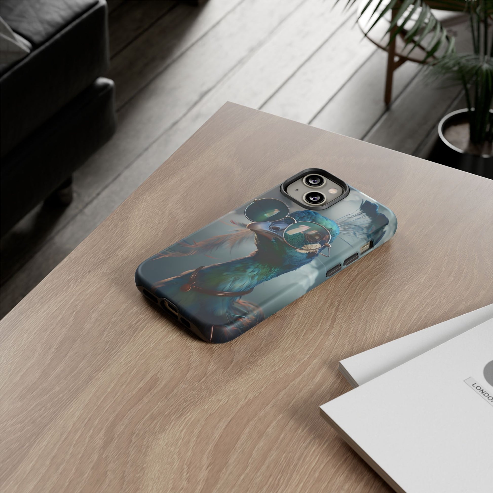 Phone Case, Peacock Design, Neon Lighting, Unique Gift, Hard Shell Cover, Protective Sleeve