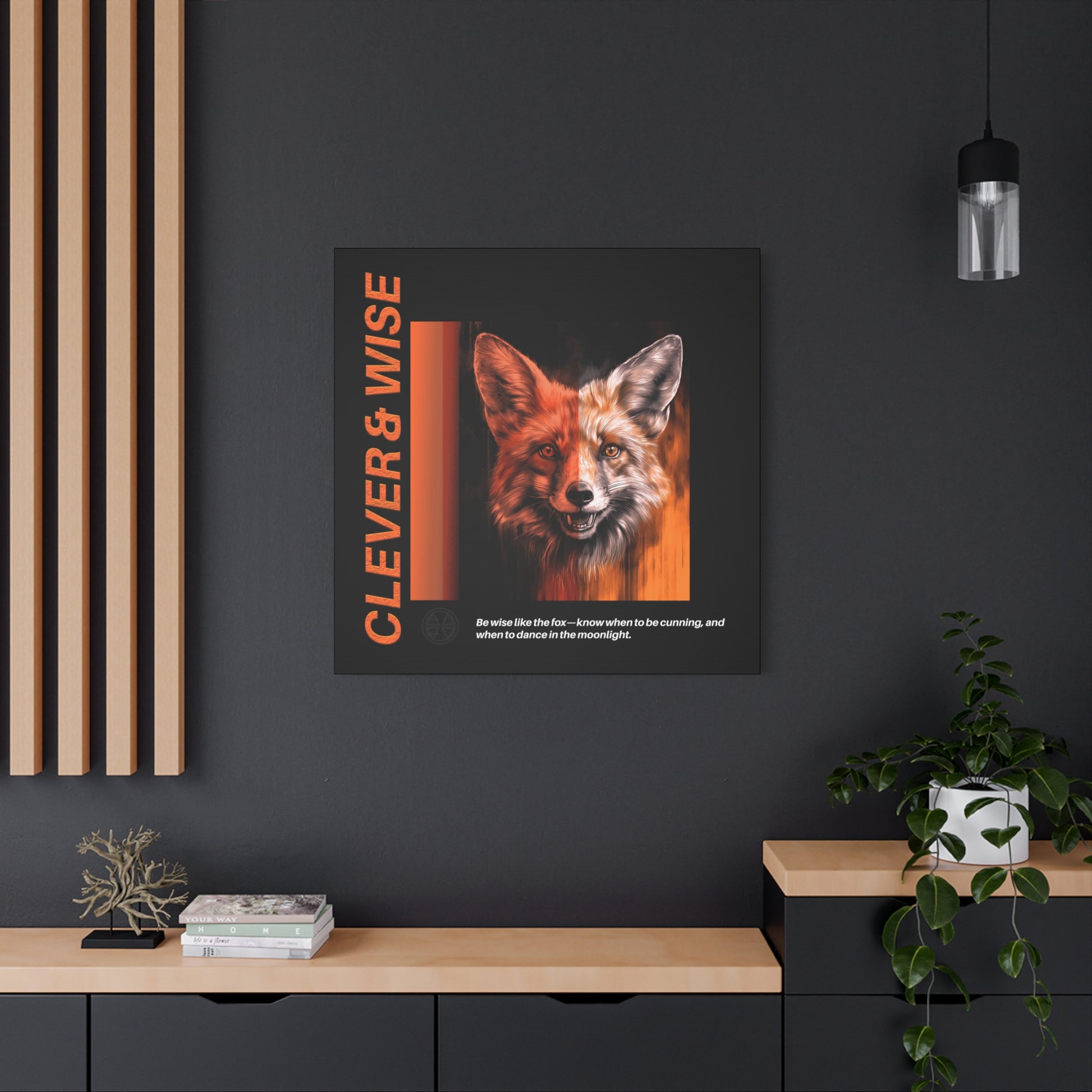 Fox Canvas Art, Inspirational & Wise Wall Decor, Nature Gift, Wildlife, Abstract Animal Artwork, Clever Motivational Matte Canvas