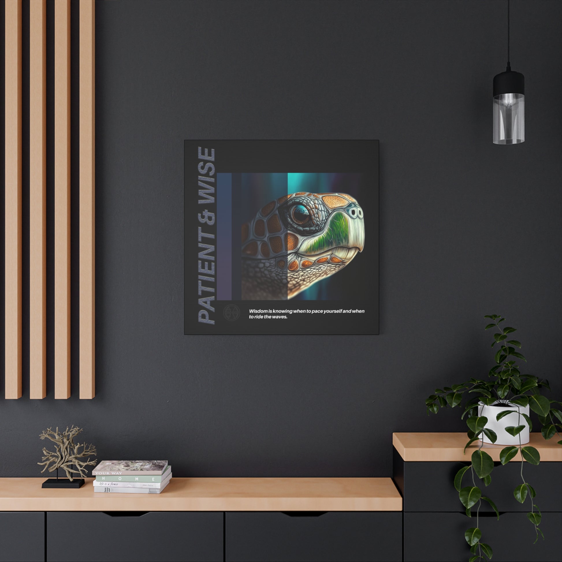 Canvas Art, Inspirational Turtle Wall Decor, Motivational Home Decor, Nature Gift, Abstract Animal Artwork, Wildlife, Patient & Wise