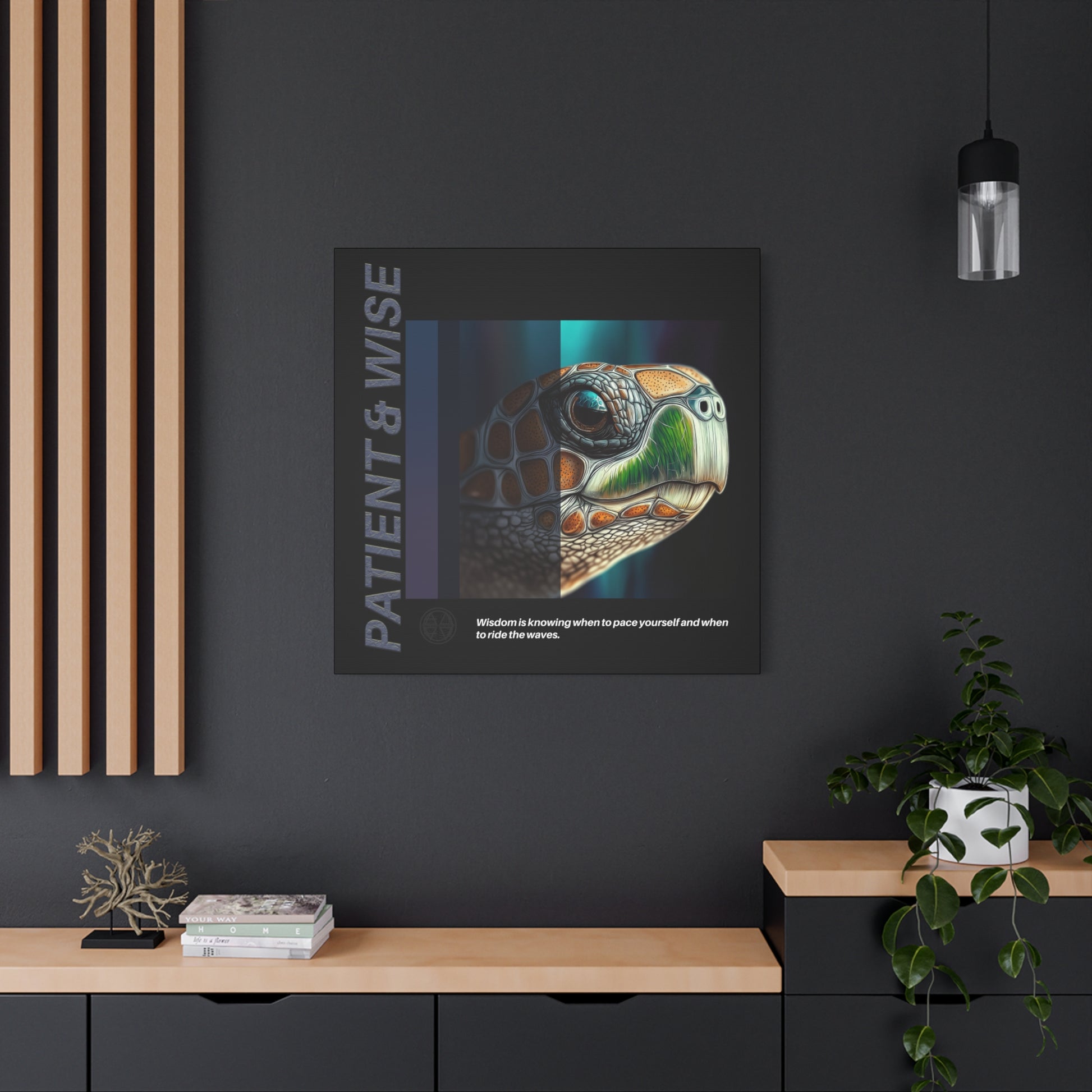 Canvas Art, Inspirational Turtle Wall Decor, Motivational Home Decor, Nature Gift, Abstract Animal Artwork, Wildlife, Patient & Wise