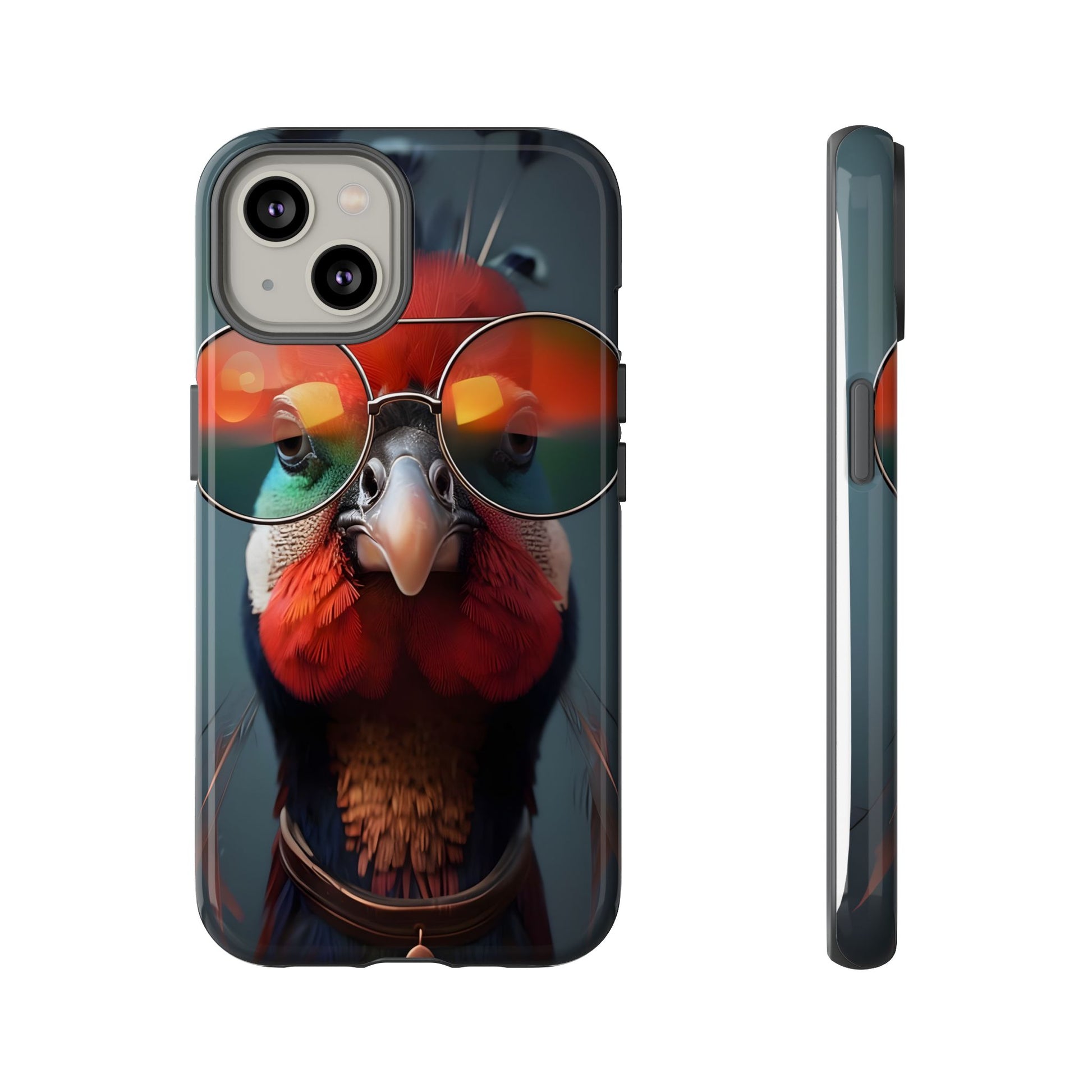 Phone Cases, Bright Exotic Bird in Cool Sunglasses, Protective Tough Cover, Tropical Animal Print, Unique Gift for Bird Lovers, Accessories
