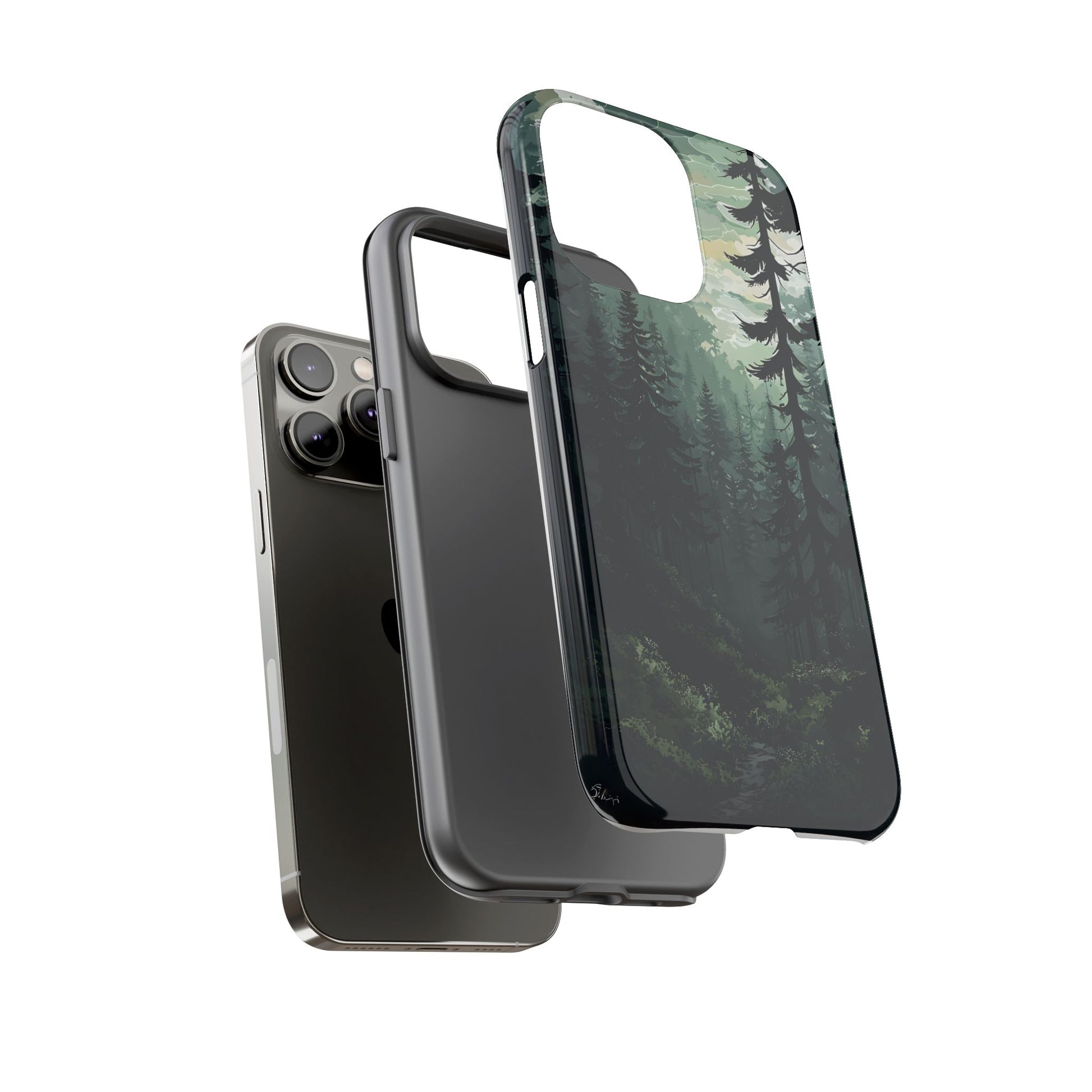 Phone Case, Serene Forest Landscape Digital Illustration Phone Case Cover, Tough Protective Cover, Unique Gift, Trendy