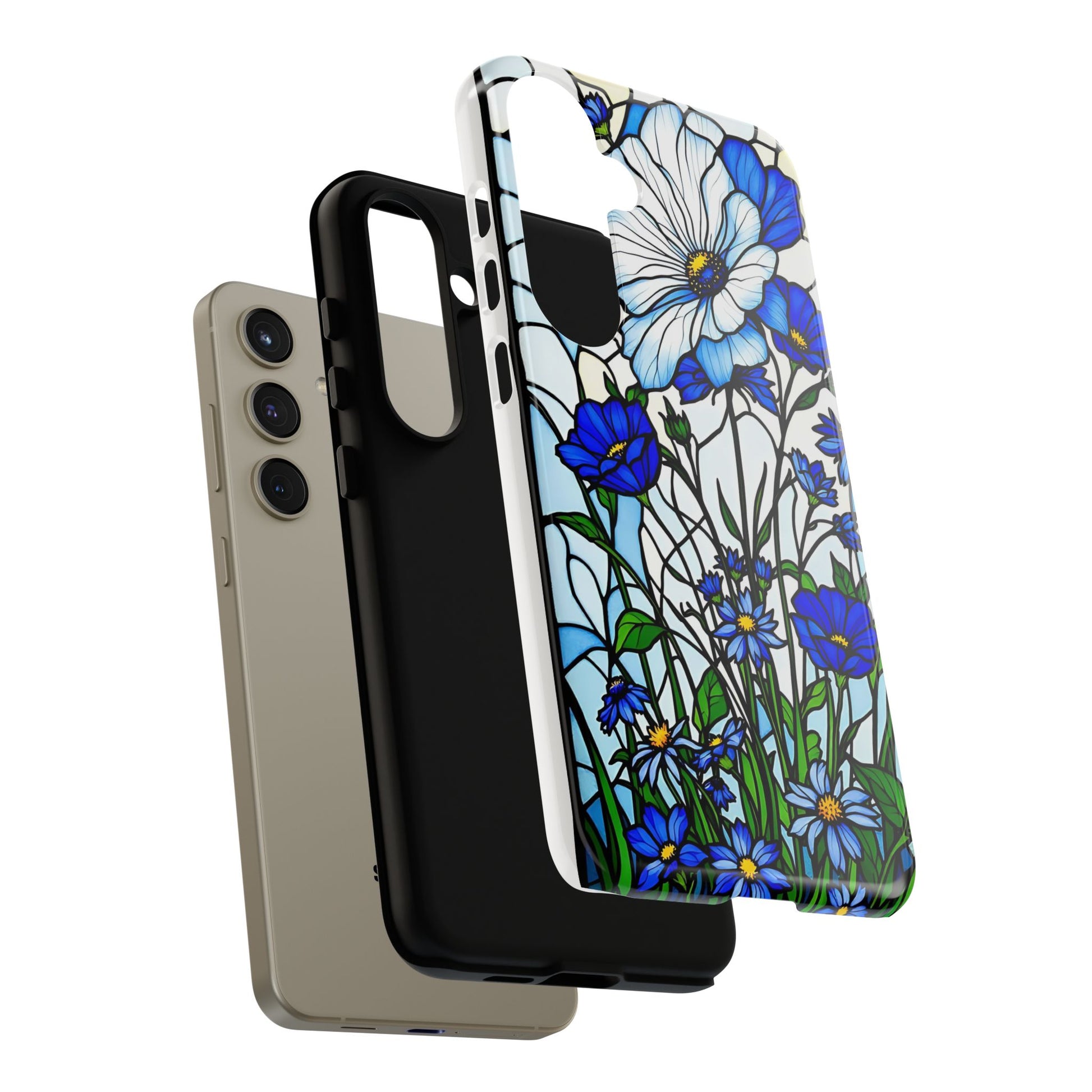 Botanical Stained Glass Tough Case - Floral Phone Cover, Protective Phone Case, Flower Pattern Phone Shell, Nature Inspired Smartphone Case,