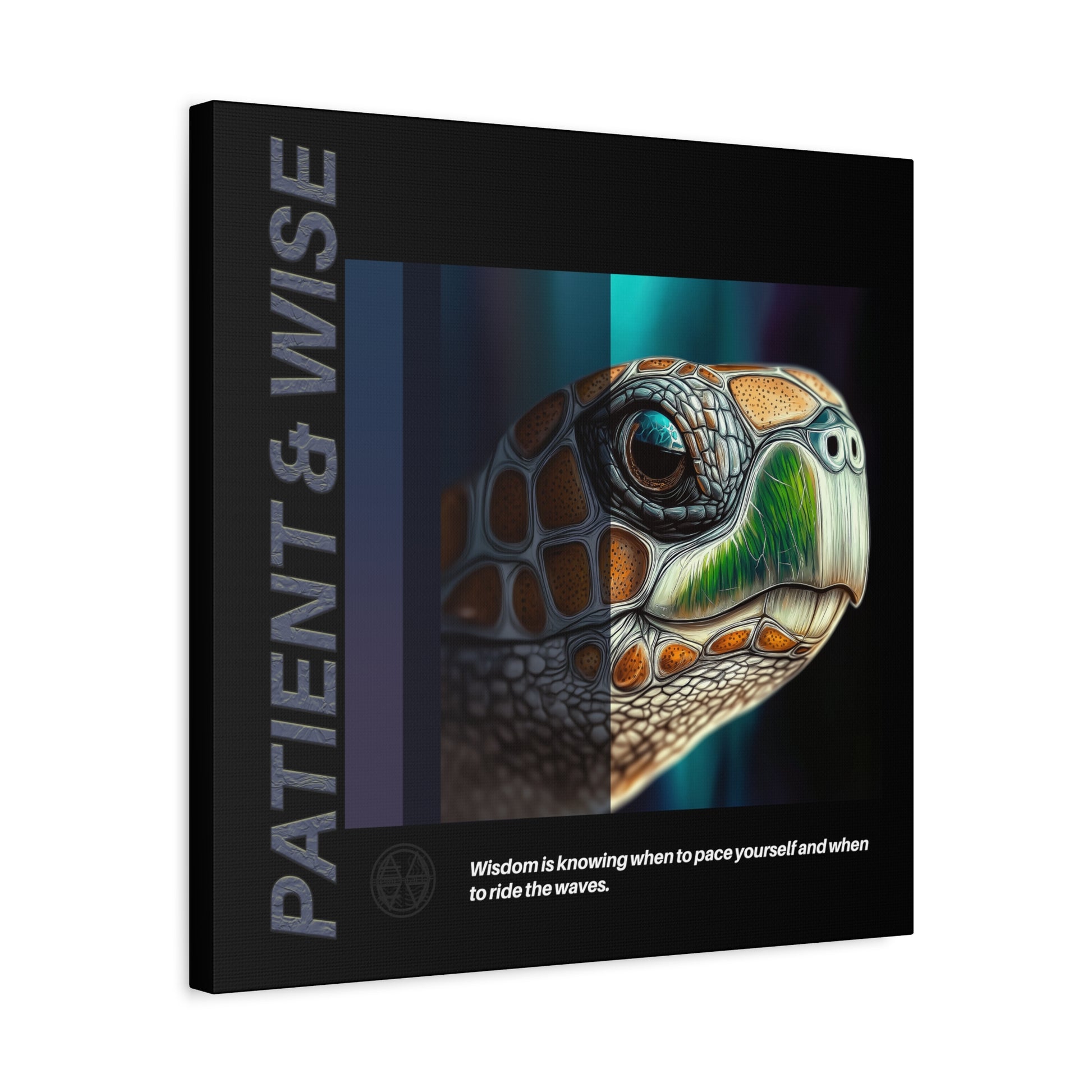 Canvas Art, Inspirational Turtle Wall Decor, Motivational Home Decor, Nature Gift, Abstract Animal Artwork, Wildlife, Patient & Wise