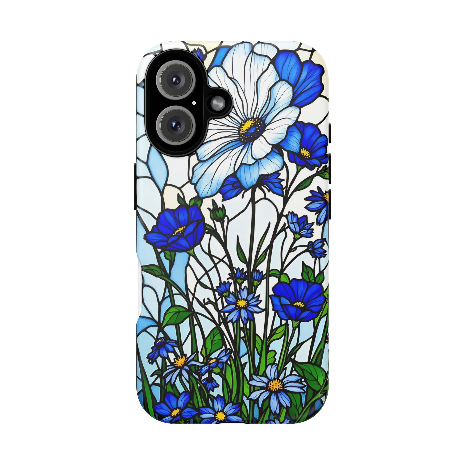 Botanical Stained Glass Tough Case - Floral Phone Cover, Protective Phone Case, Flower Pattern Phone Shell, Nature Inspired Smartphone Case,