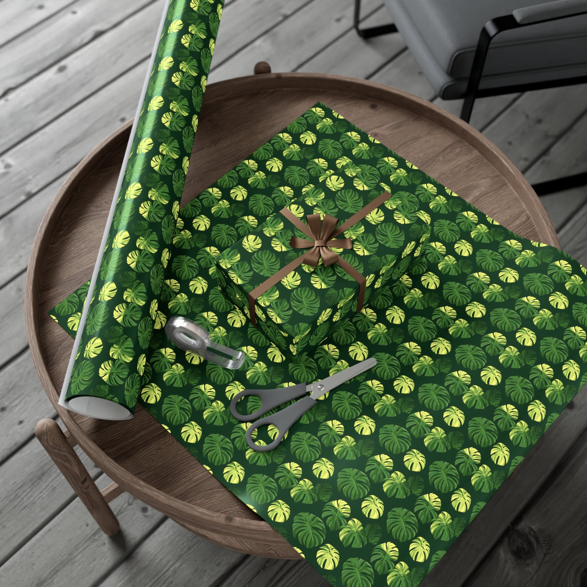 Tropical Botanical Pattern Featuring Stylized Monstera Leaves Wrapping Paper