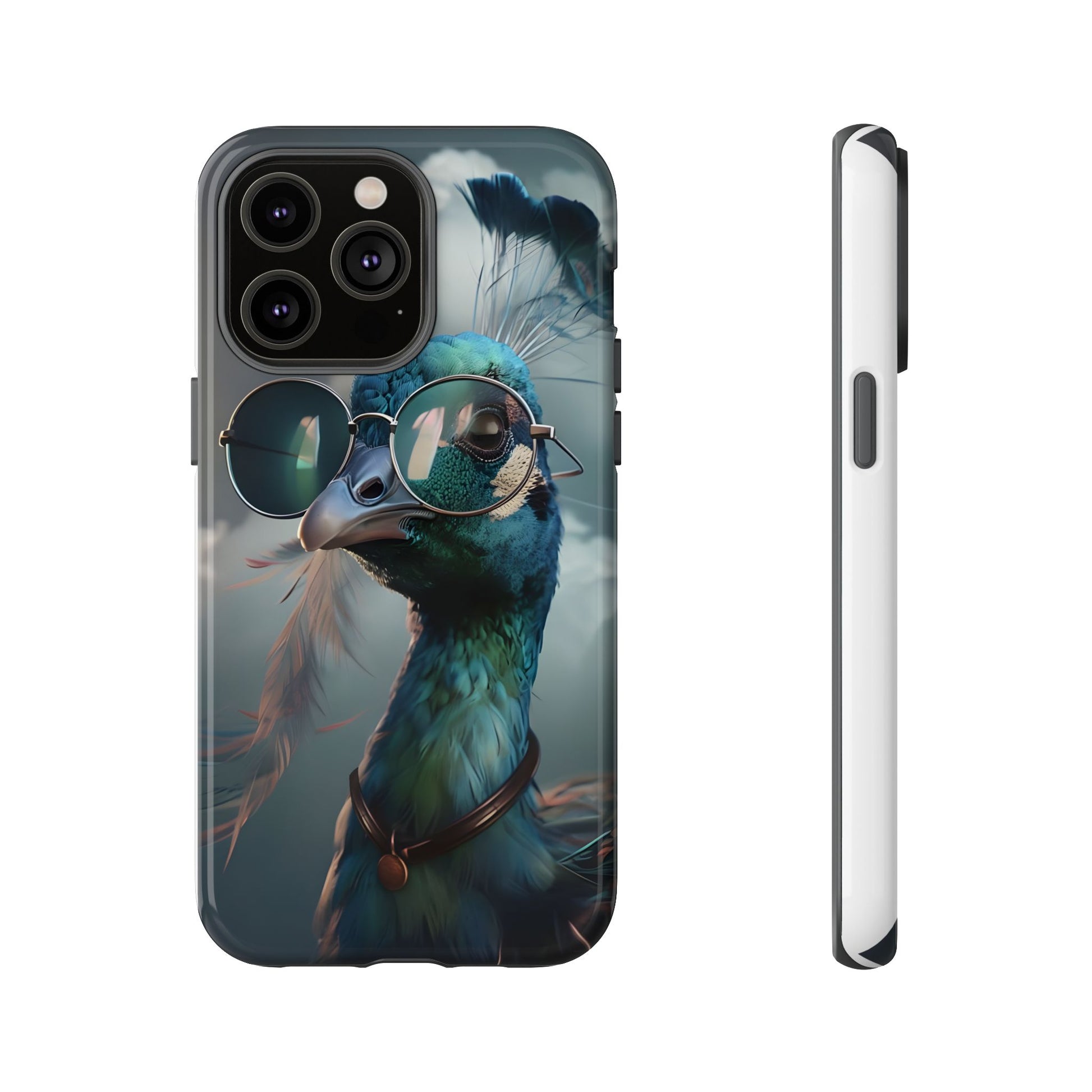 Phone Case, Peacock Design, Neon Lighting, Unique Gift, Hard Shell Cover, Protective Sleeve