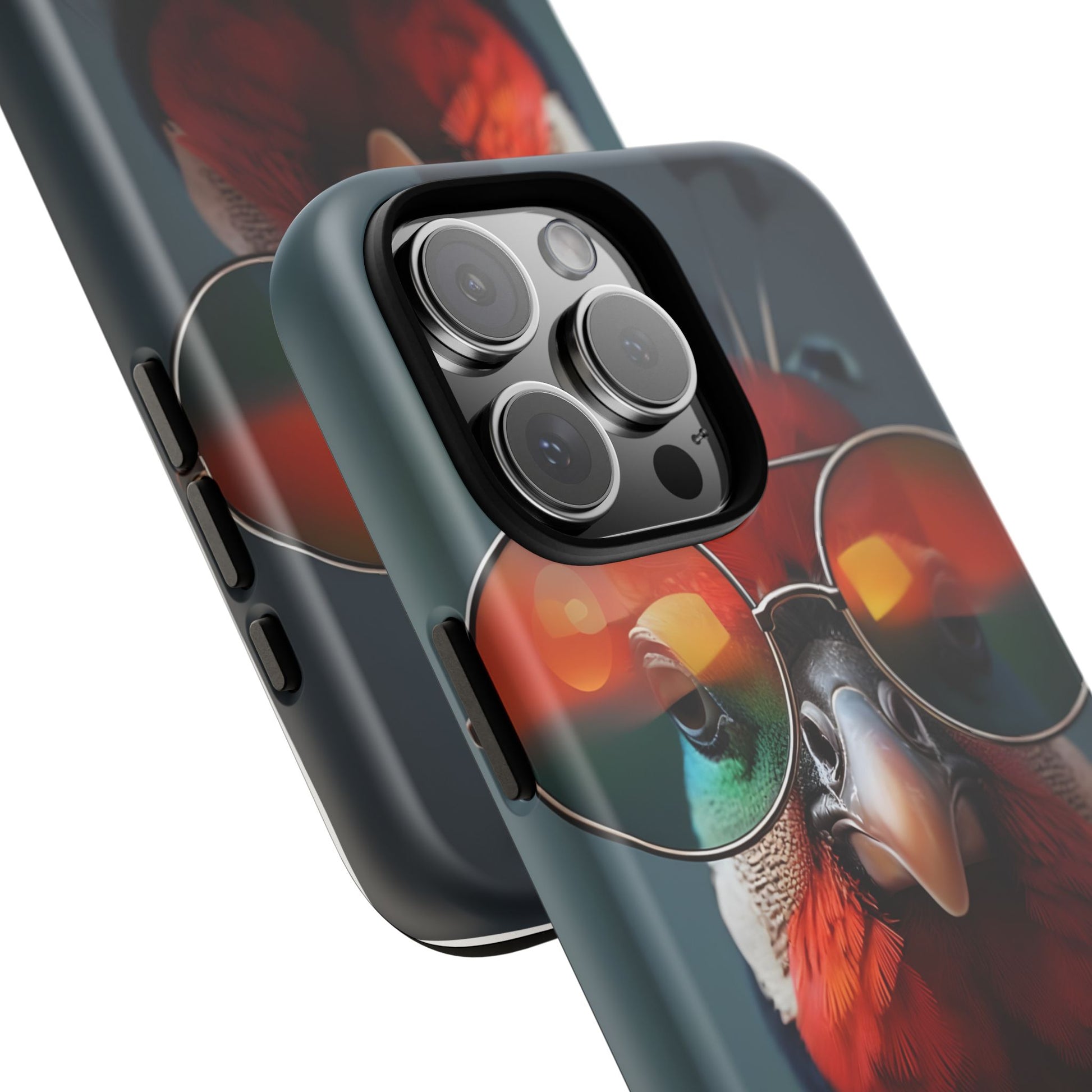 Phone Cases, Bright Exotic Bird in Cool Sunglasses, Protective Tough Cover, Tropical Animal Print, Unique Gift for Bird Lovers, Accessories
