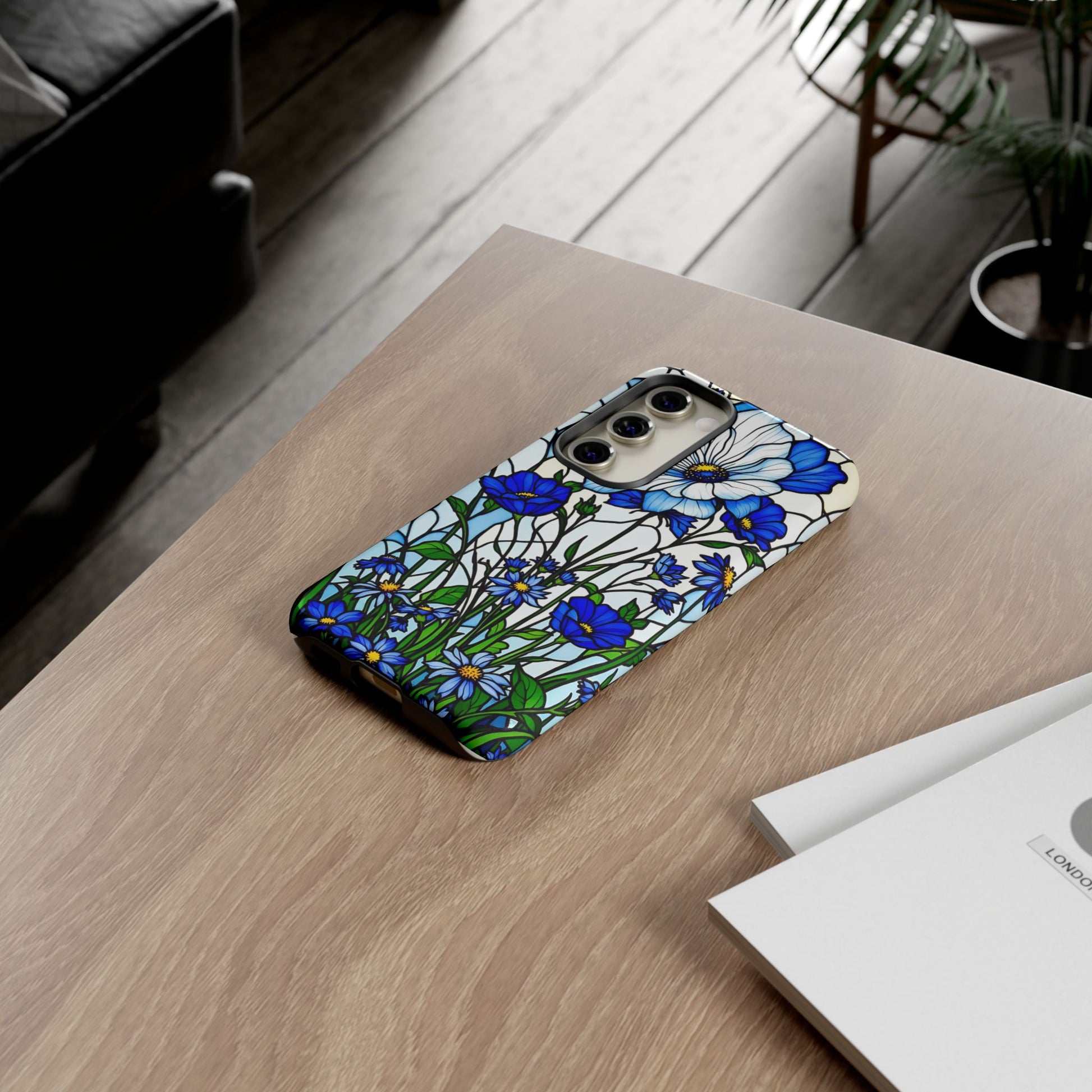 Botanical Stained Glass Tough Case - Floral Phone Cover, Protective Phone Case, Flower Pattern Phone Shell, Nature Inspired Smartphone Case,