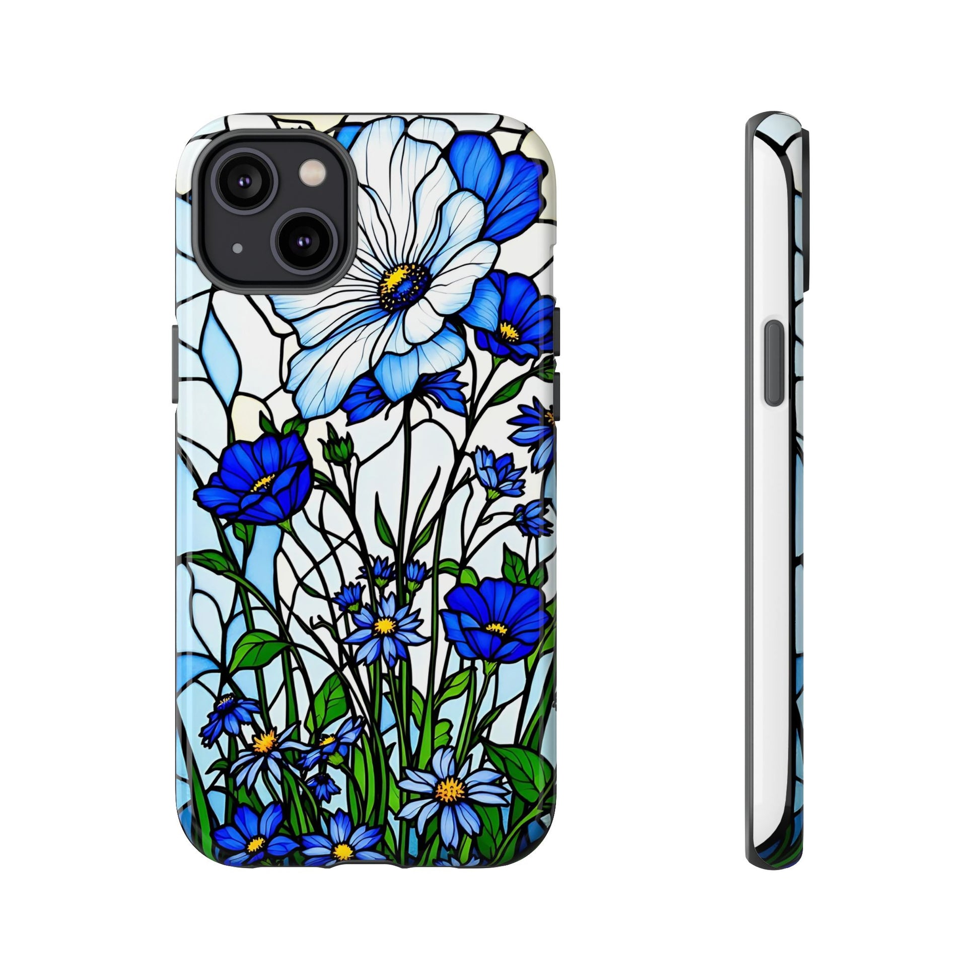 Botanical Stained Glass Tough Case - Floral Phone Cover, Protective Phone Case, Flower Pattern Phone Shell, Nature Inspired Smartphone Case,