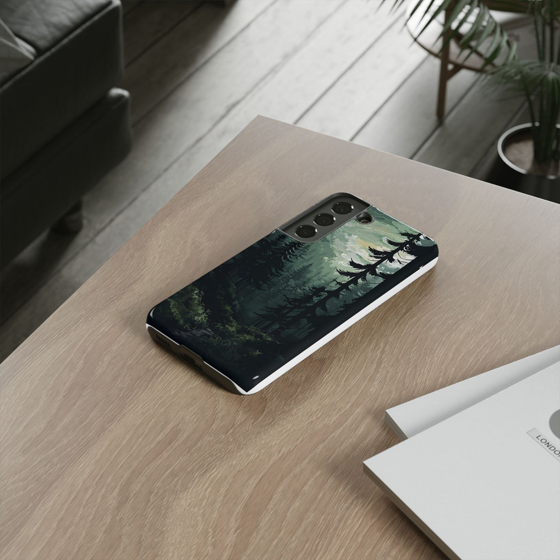 Phone Case, Serene Forest Landscape Digital Illustration Phone Case Cover, Tough Protective Cover, Unique Gift, Trendy