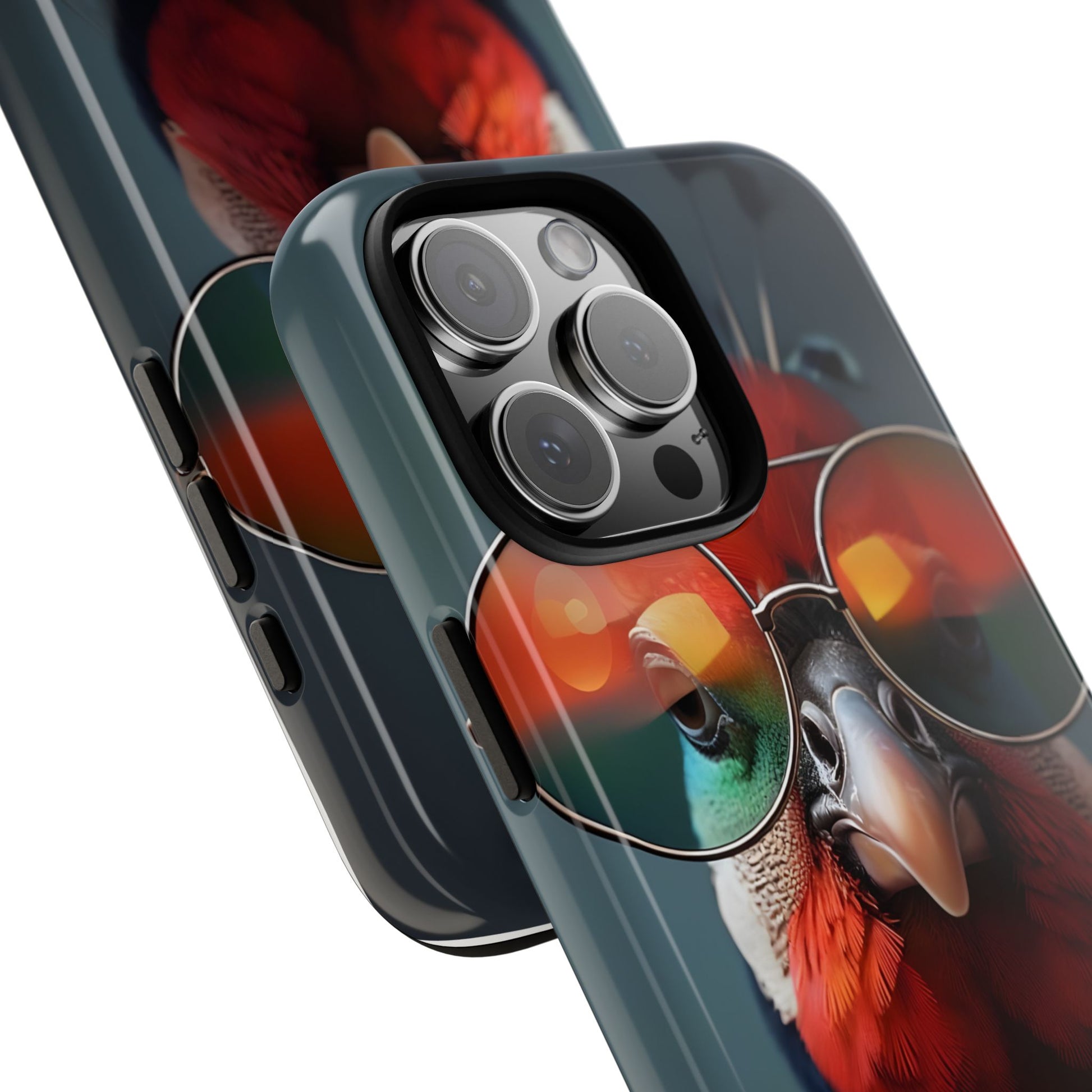 Phone Cases, Bright Exotic Bird in Cool Sunglasses, Protective Tough Cover, Tropical Animal Print, Unique Gift for Bird Lovers, Accessories