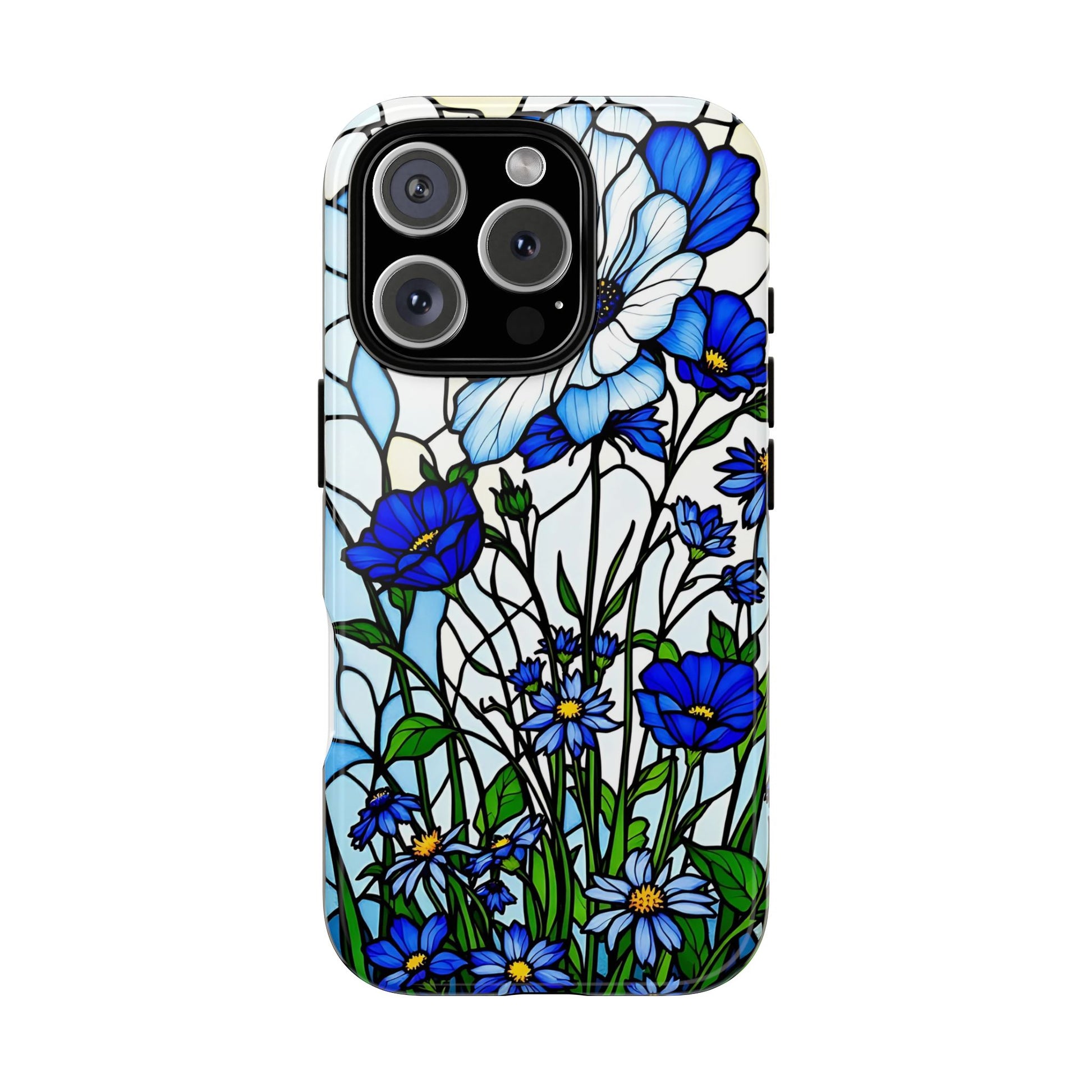 Botanical Stained Glass Tough Case - Floral Phone Cover, Protective Phone Case, Flower Pattern Phone Shell, Nature Inspired Smartphone Case,