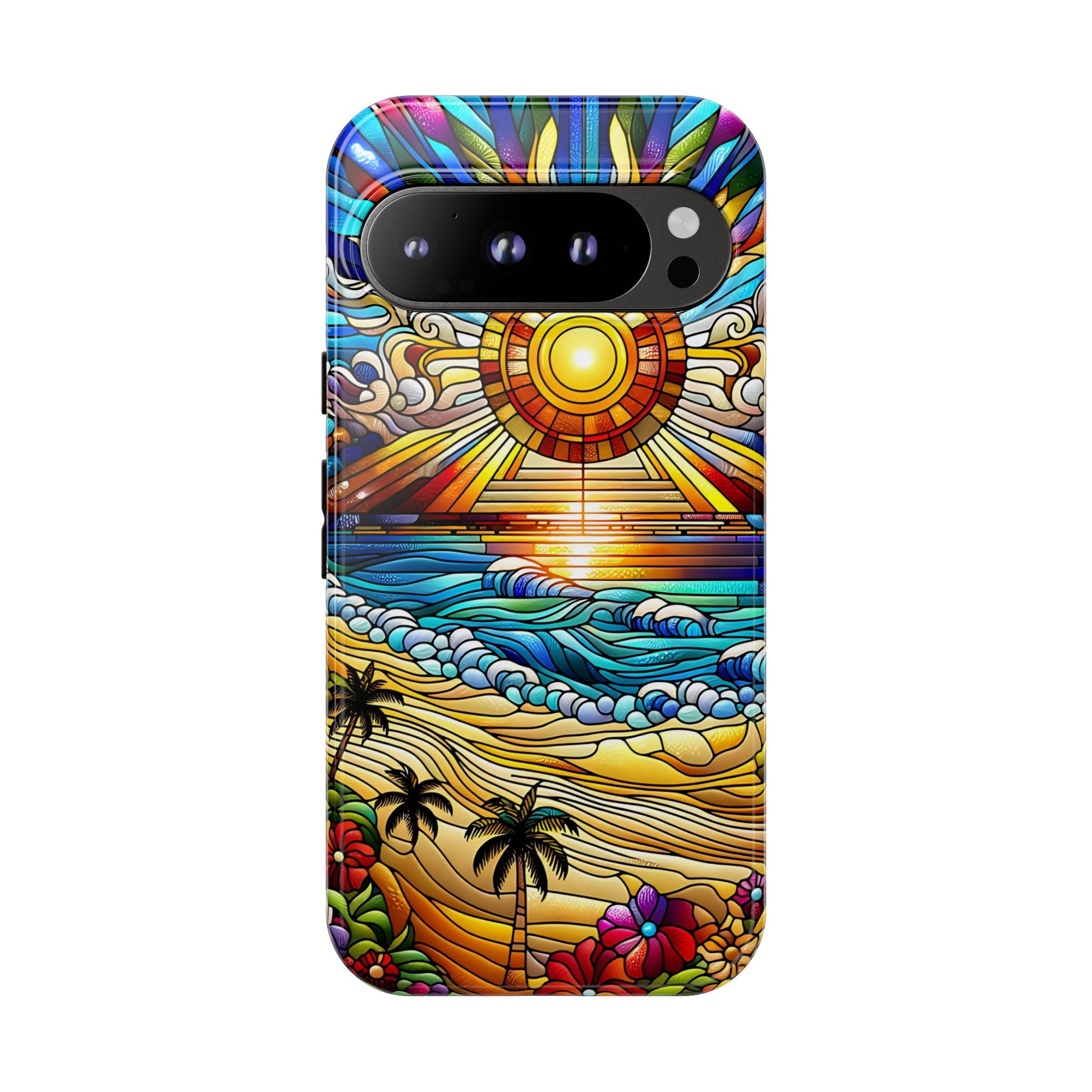 Stained Glass Tough Cases, Protective Phone Case, Nature Inspired Smartphone Cover, Beach Day Summer Accessories, Ocean Lover Gift