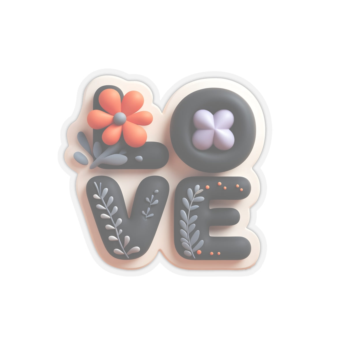 Love Typography Stickers, Nature-Inspired 3D Decals, Romantic Laptop Decals, Bold Love Stickers, Cute Scrapbook Stickers, Kiss-Cut Planner