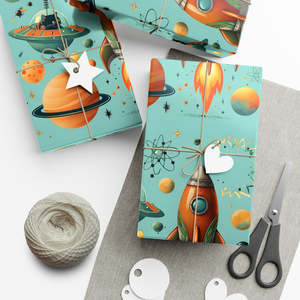 Gift Wrap Papers, Space Pattern, Cosmic Gift Wrap, Celestial Wrapping Paper, Galaxy Design, Whimsical Gift Wrap